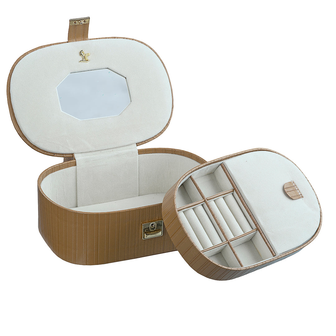 Jewellery Box III | Leather Jewellery storage Box | Color: Stich Cherry, Brown, Tan Leather Talks