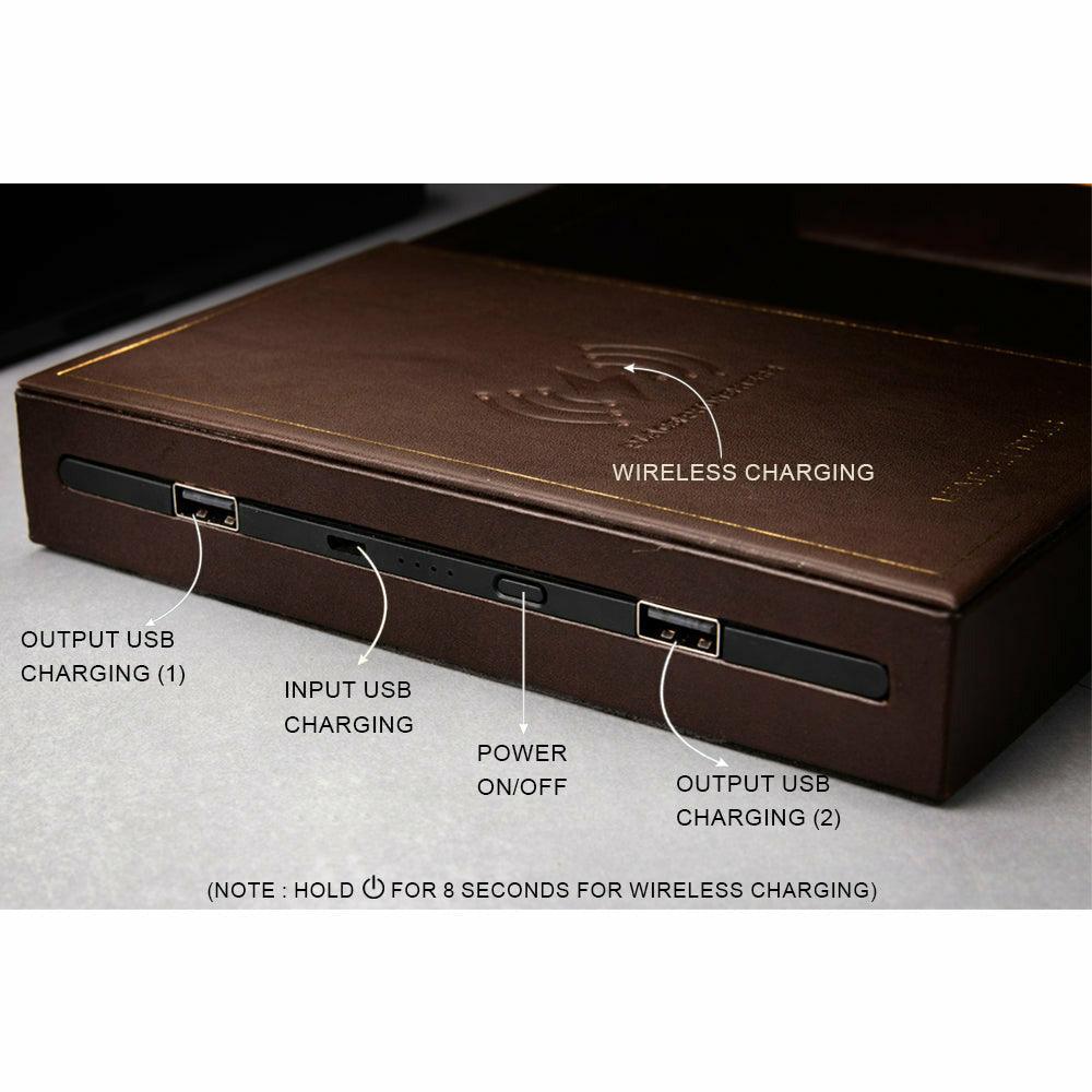LT Smart Valet Tray 2.0 with wireless charging and power bank 10000 mAh - Leather Talks