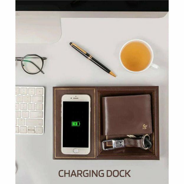 LT Smart Valet Tray 2.0 with wireless charging and power bank 10000 mAh - Leather Talks