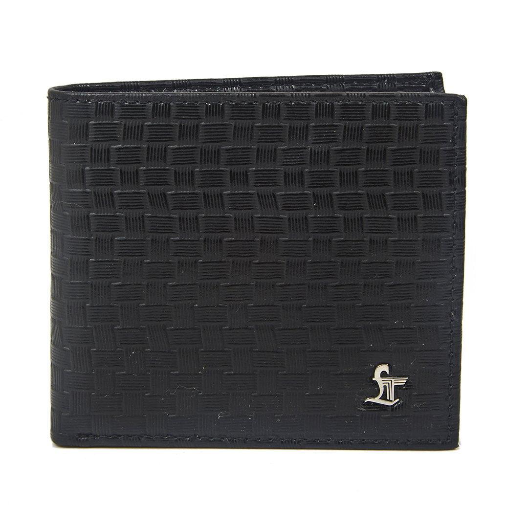 Premium Italian Square Diamond Print Black Wallet - Leather Talks