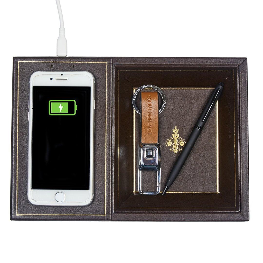 LT Smart Valet Tray With Wireless Charging - Leather Talks