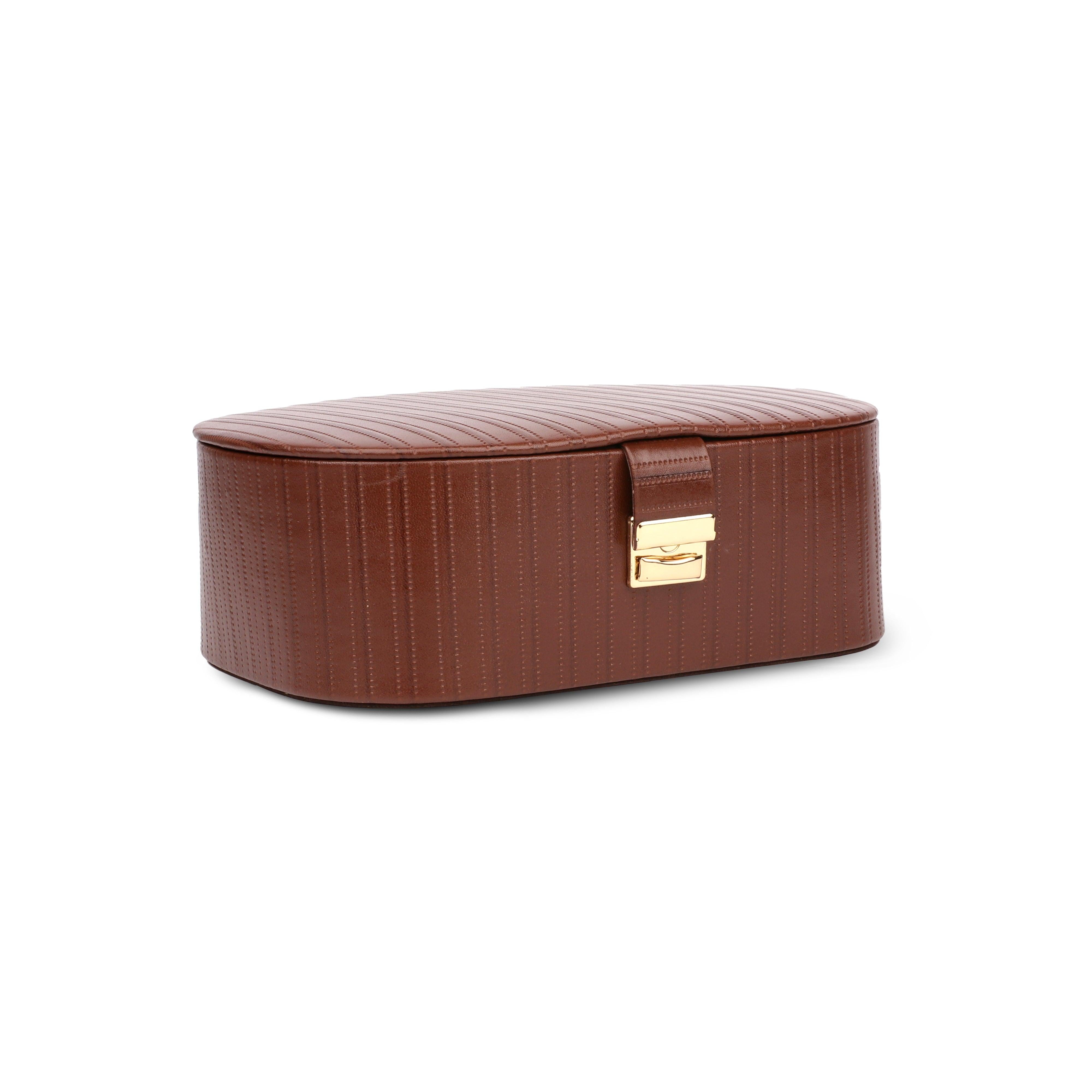 Jewellery Box III | Leather Jewellery storage Box | Color: Stich Cherry, Brown, Tan Leather Talks
