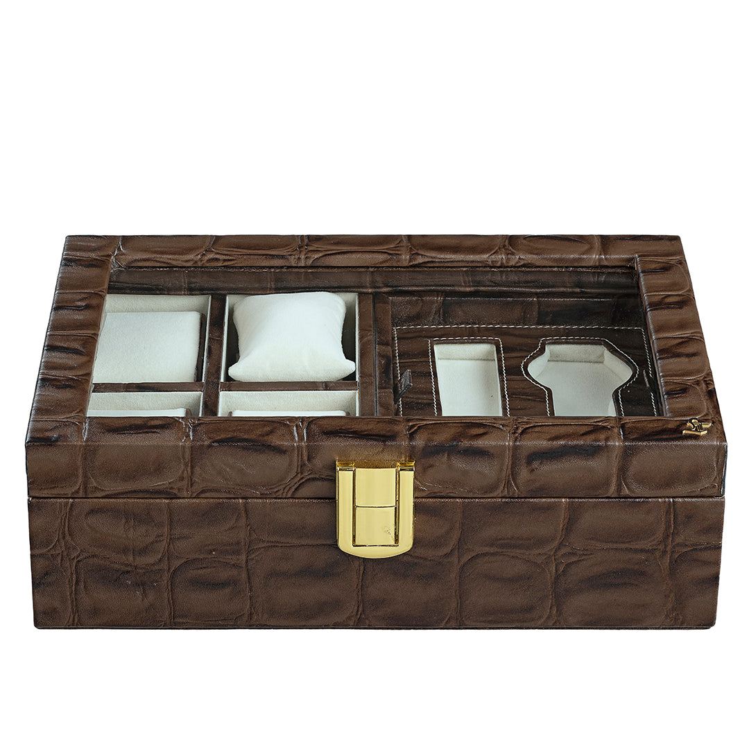 Galio Watch Box for Men & Women | 100% Genuine Leather | Color: Brown