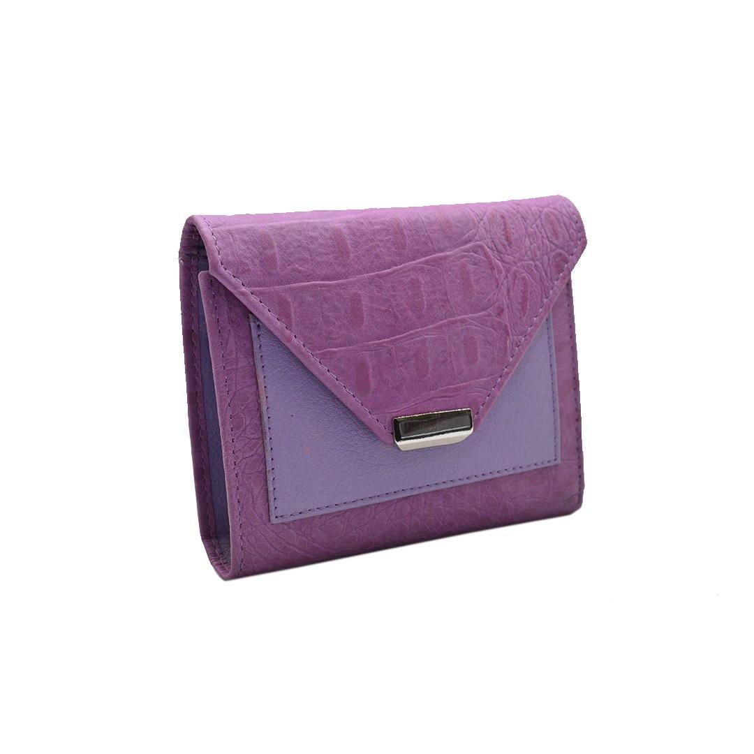 Keva Ladies Wallet | Croco Leather Wallet for Women | 100% Genuine Leather | Color: Purple