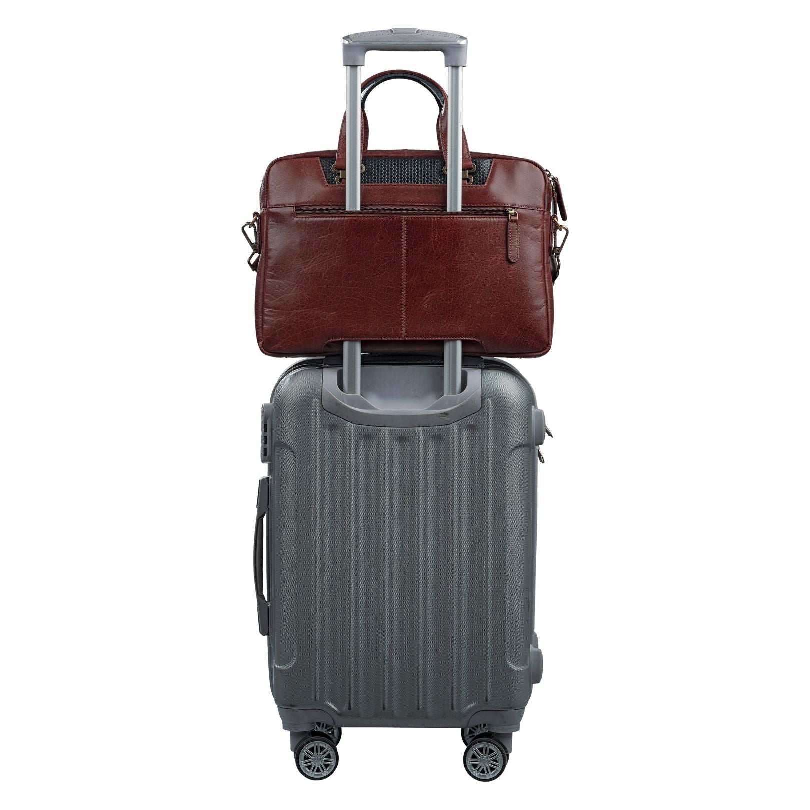 Fortune Series | Leather Portfolio Bag for Men | Single Zipper Laptop Bag | 100% Genuine Leather | Color: Cherry