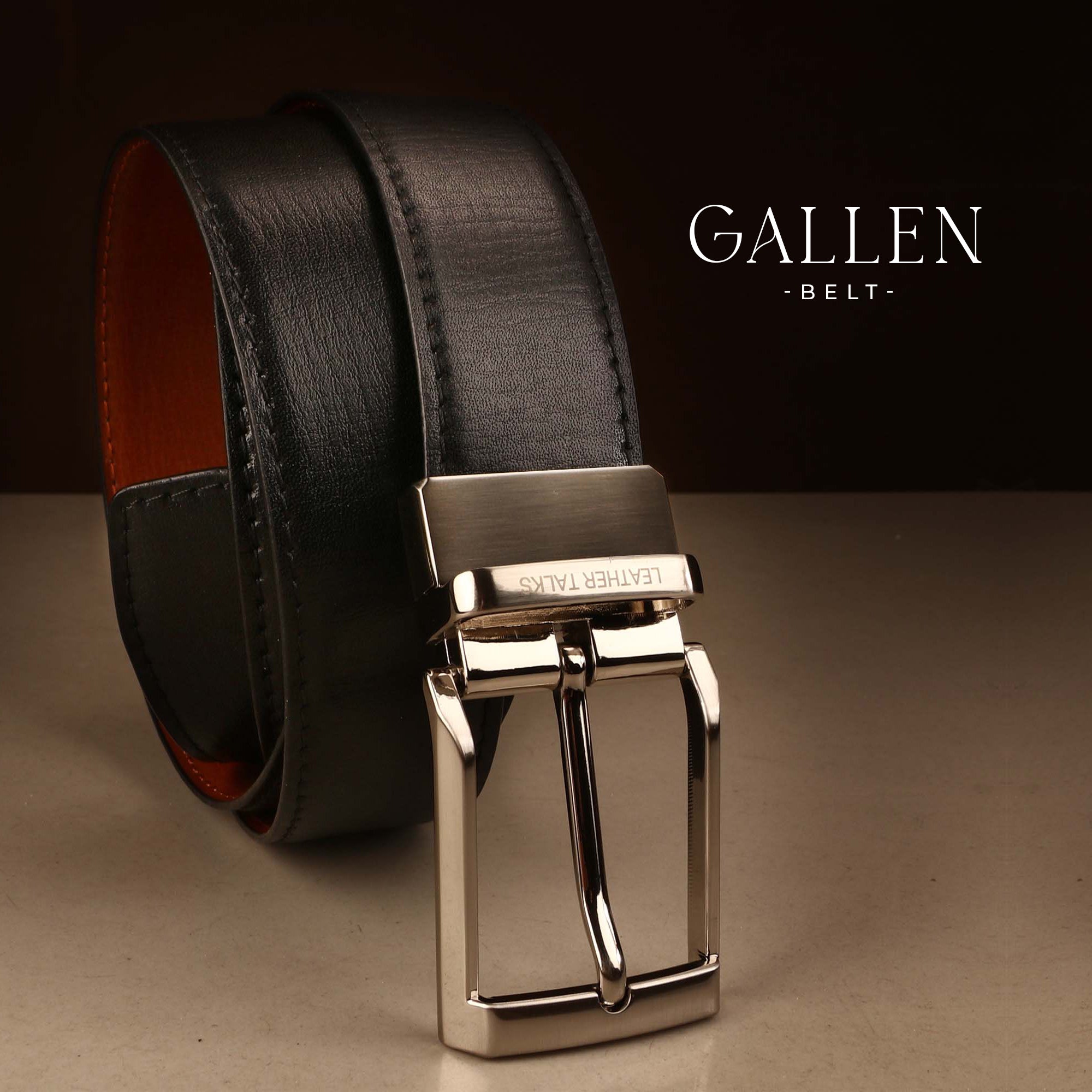 Gallen Formal Reversable Belt | 100% Genuine Leather | Color: Black & Tan