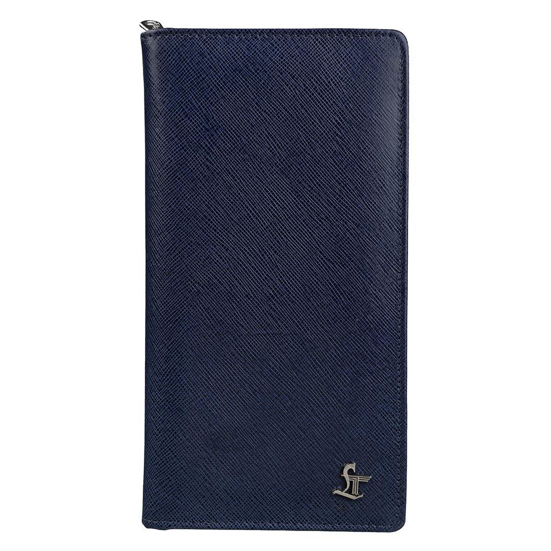Full Zip Travel Wallet | 100% Genuine Leather | Color: Blue