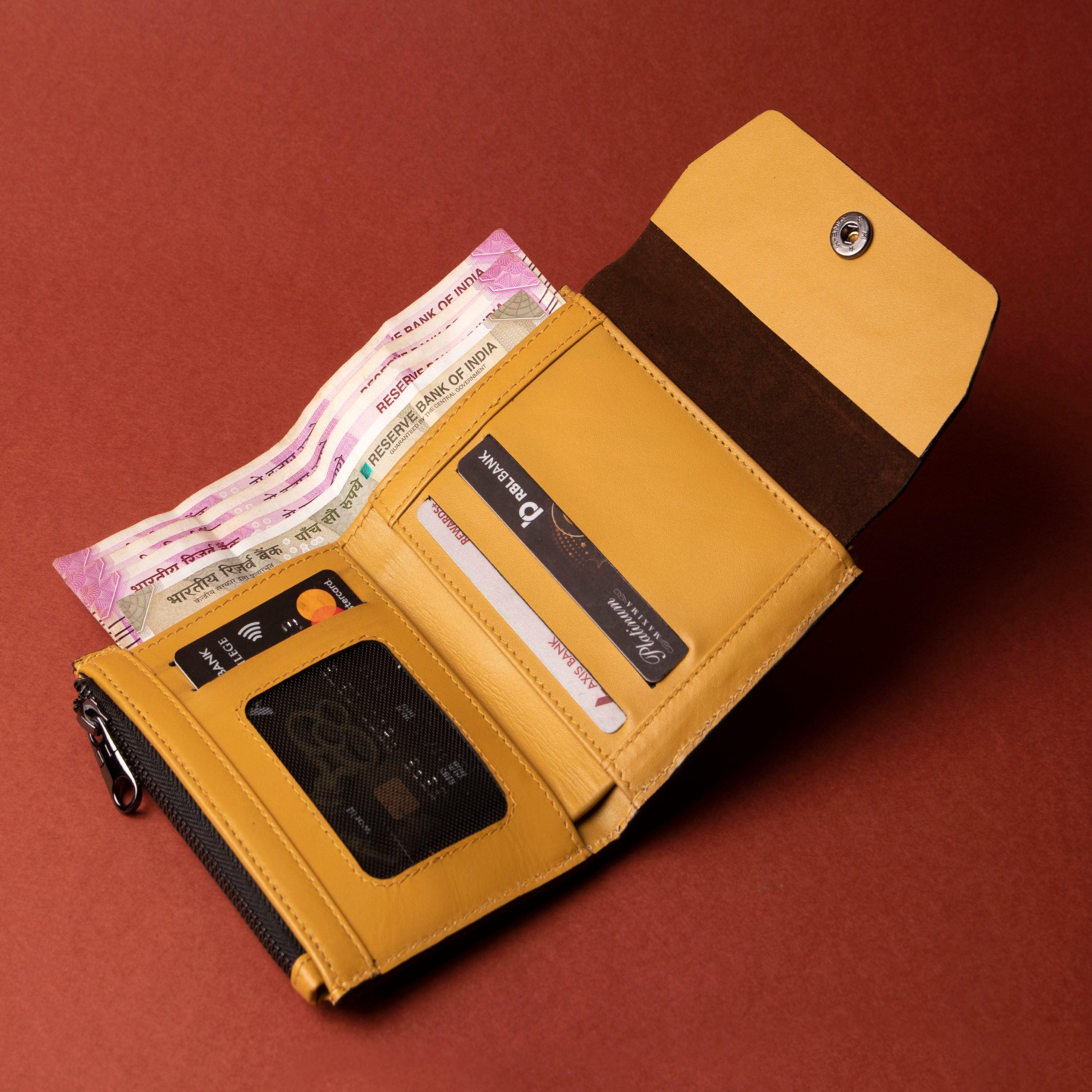 Summer II | Leather Wallet for Women | 100% Genuine Leather | Color: Yellow