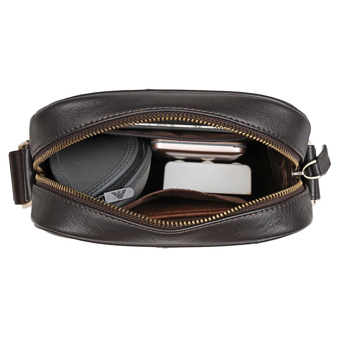 Leather side sling bag for men