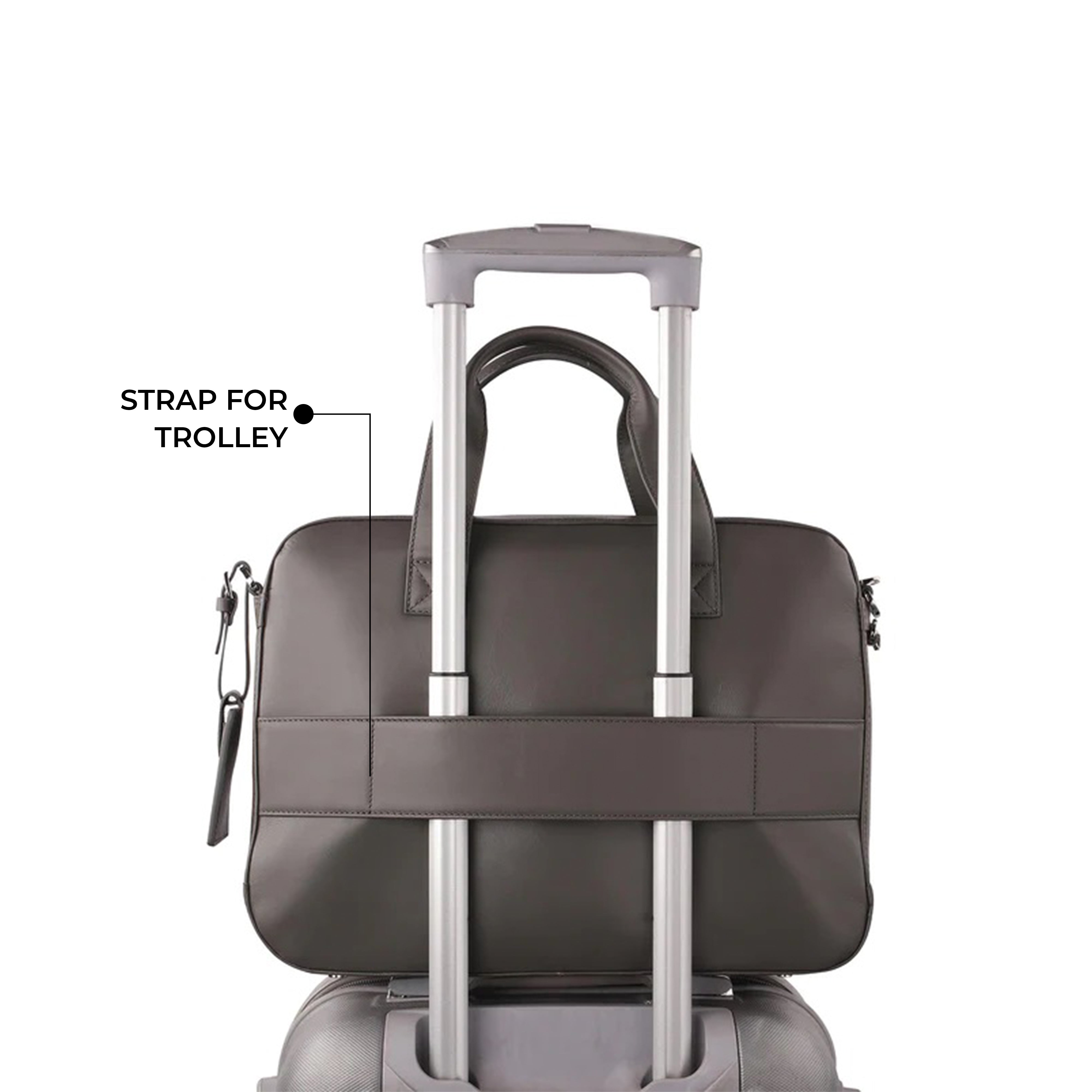 Jacob | Leather Briefcase For Men | 100% Genuine Leather | For Office | Colour: Grey