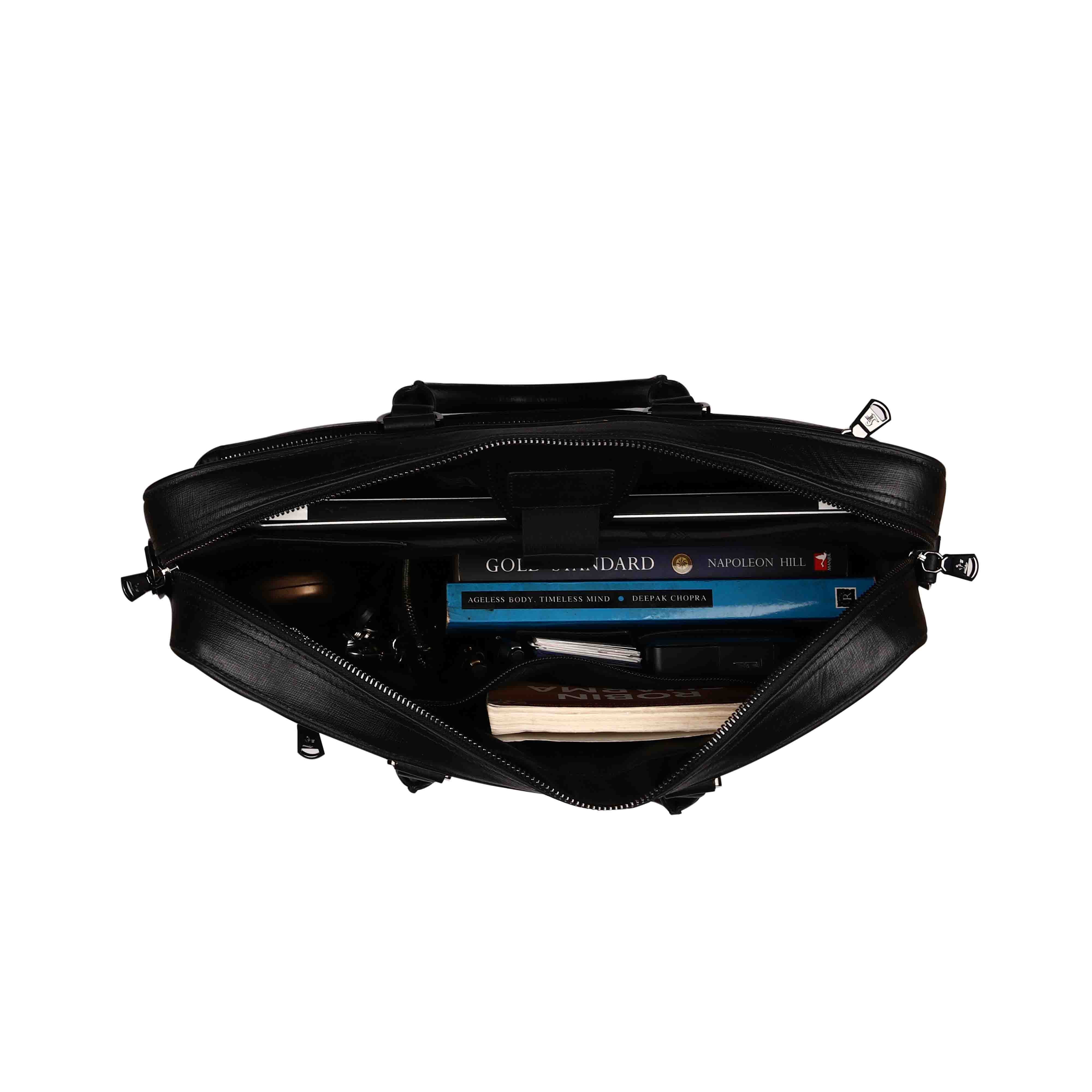 Smith | Leather Portfolio Bag | 100% Genuine Leather | Lifetime Service Warranty | Color: Black