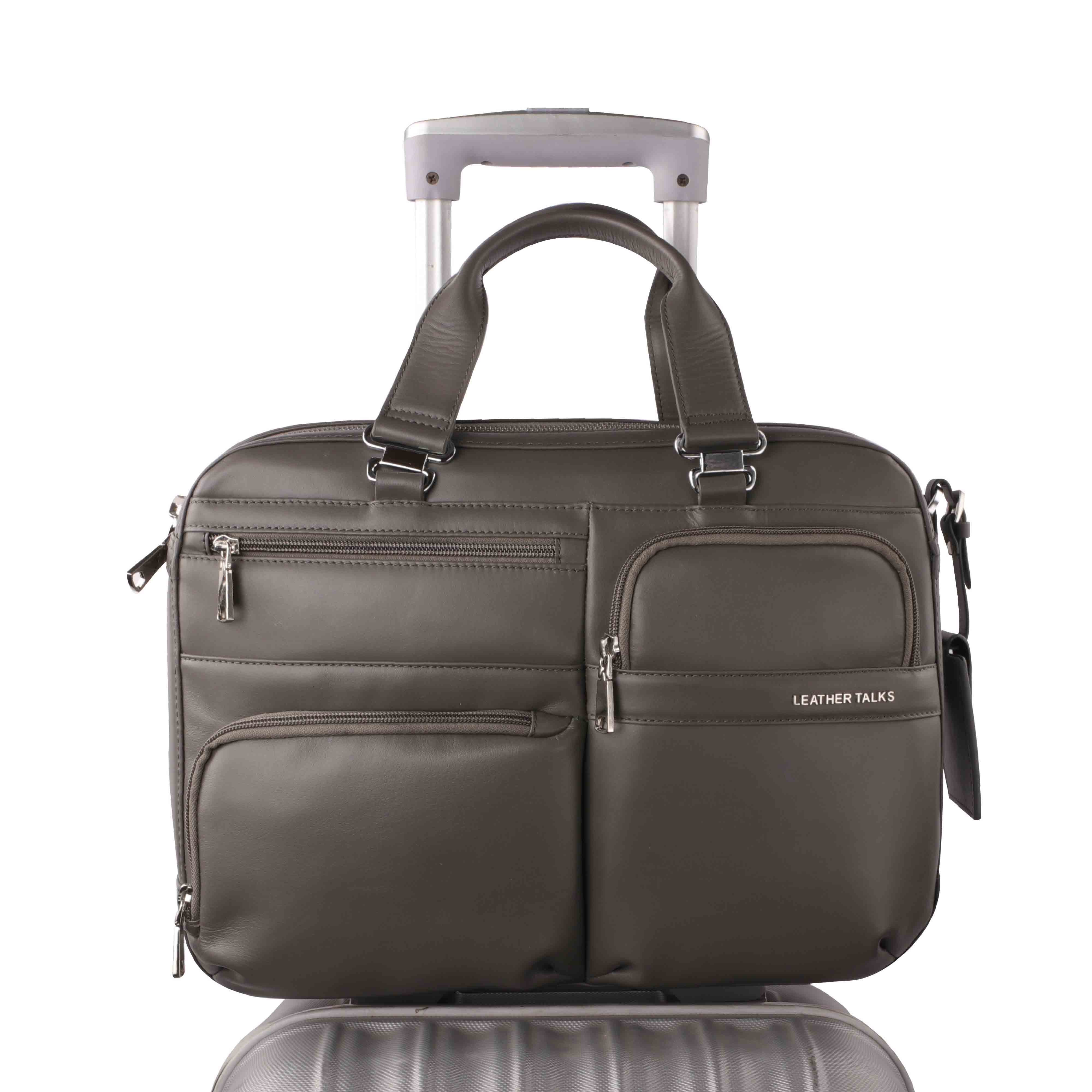 Jacob | Leather Briefcase For Men | 100% Genuine Leather | For Office | Colour: Grey