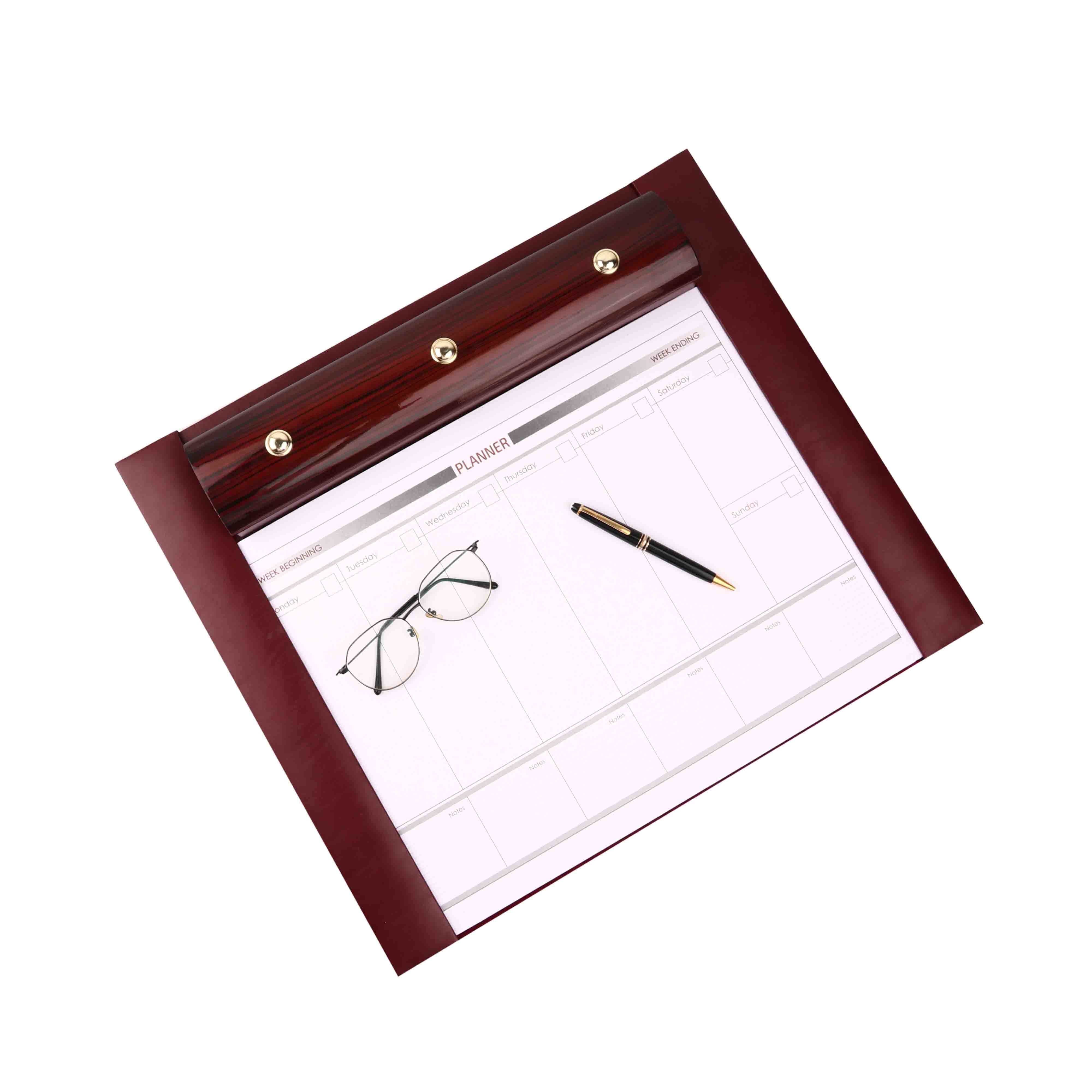 Wood Leather Desktop Planner | Color - Cherry