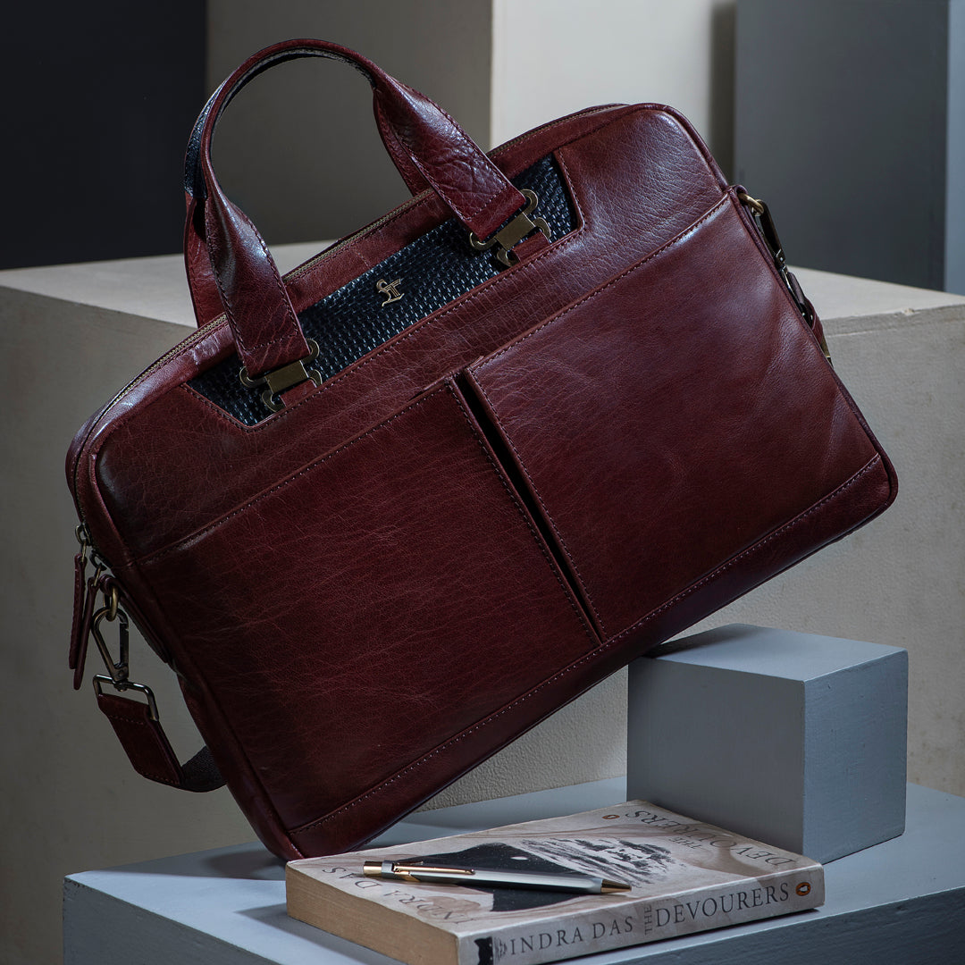 Leather portfolio bag for men