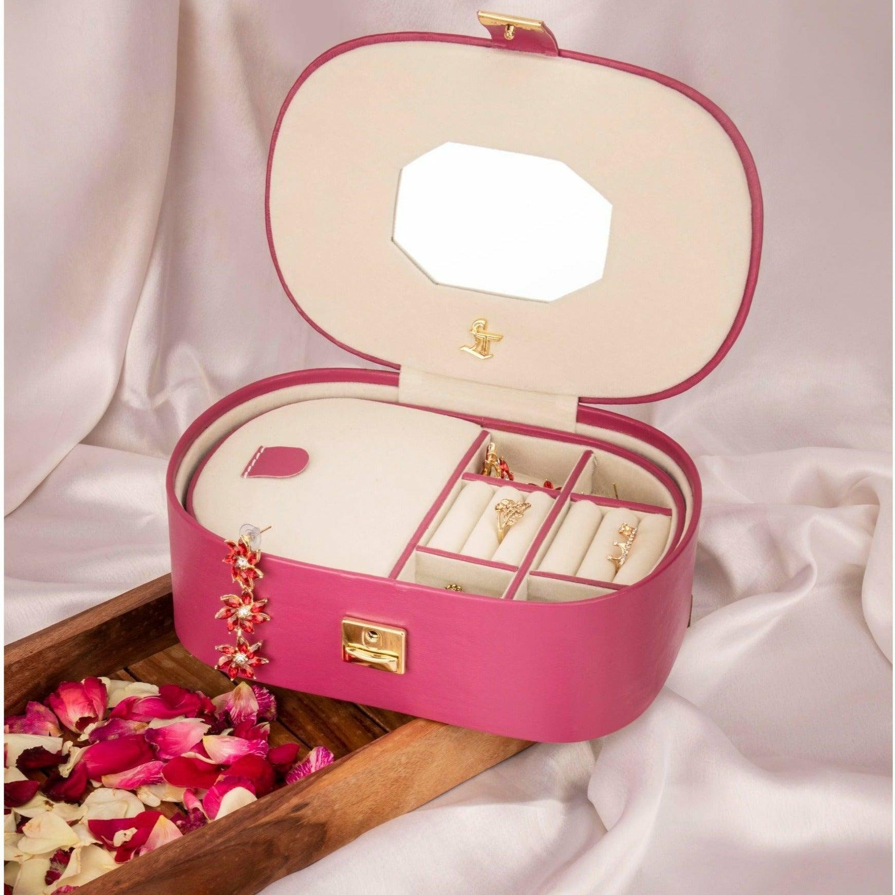 Jewellery Box III | Leather Jewellery Box | 100% Genuine Leather | Lifetime Service Warranty | Color: Pink
