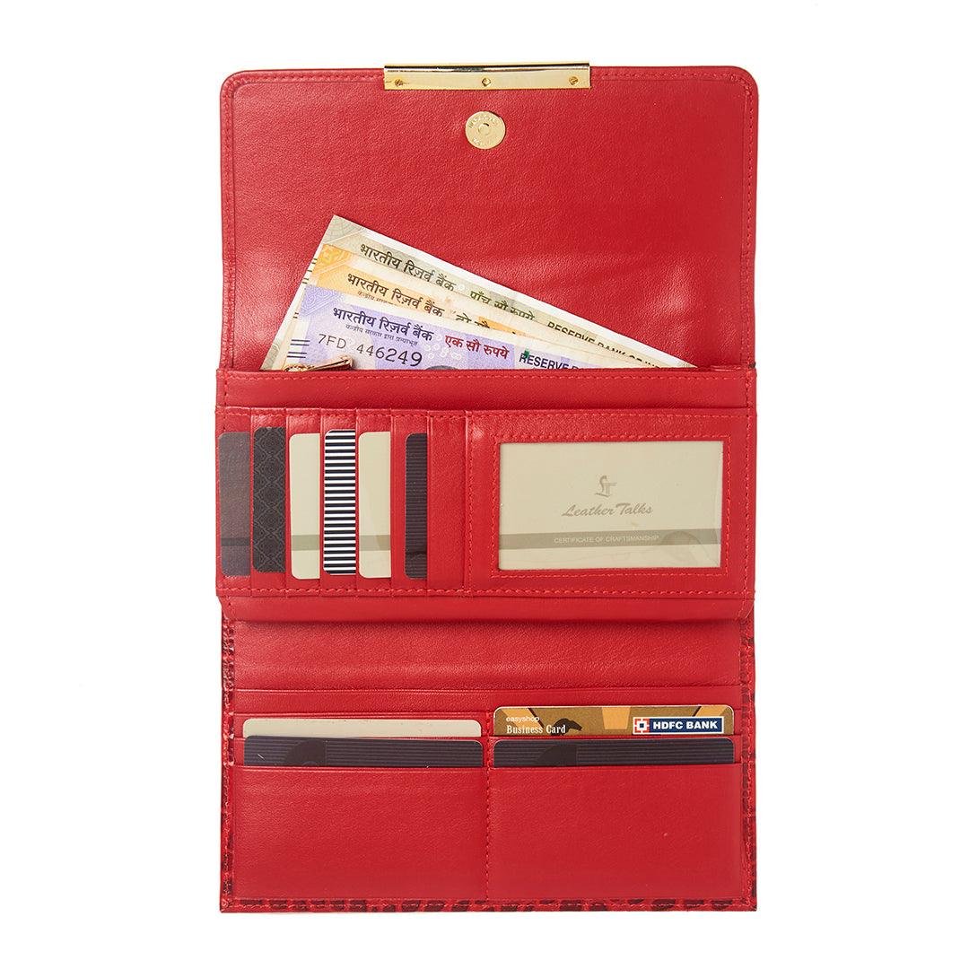 Celia Ladies Wallet | Leather Wallet for Women | 100% Genuine Leather | Color: Red