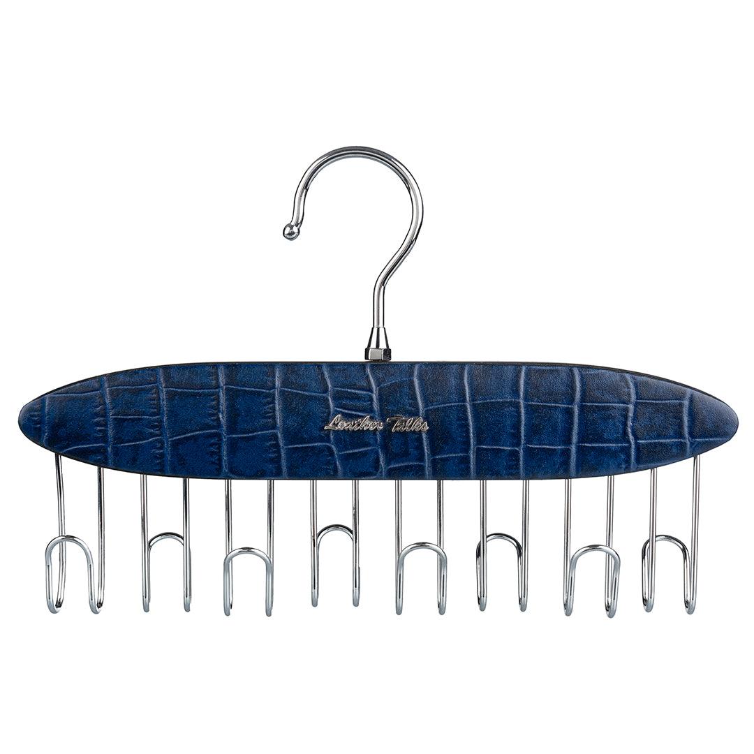 Leather Wooden Belt Hanger | Color: Blue