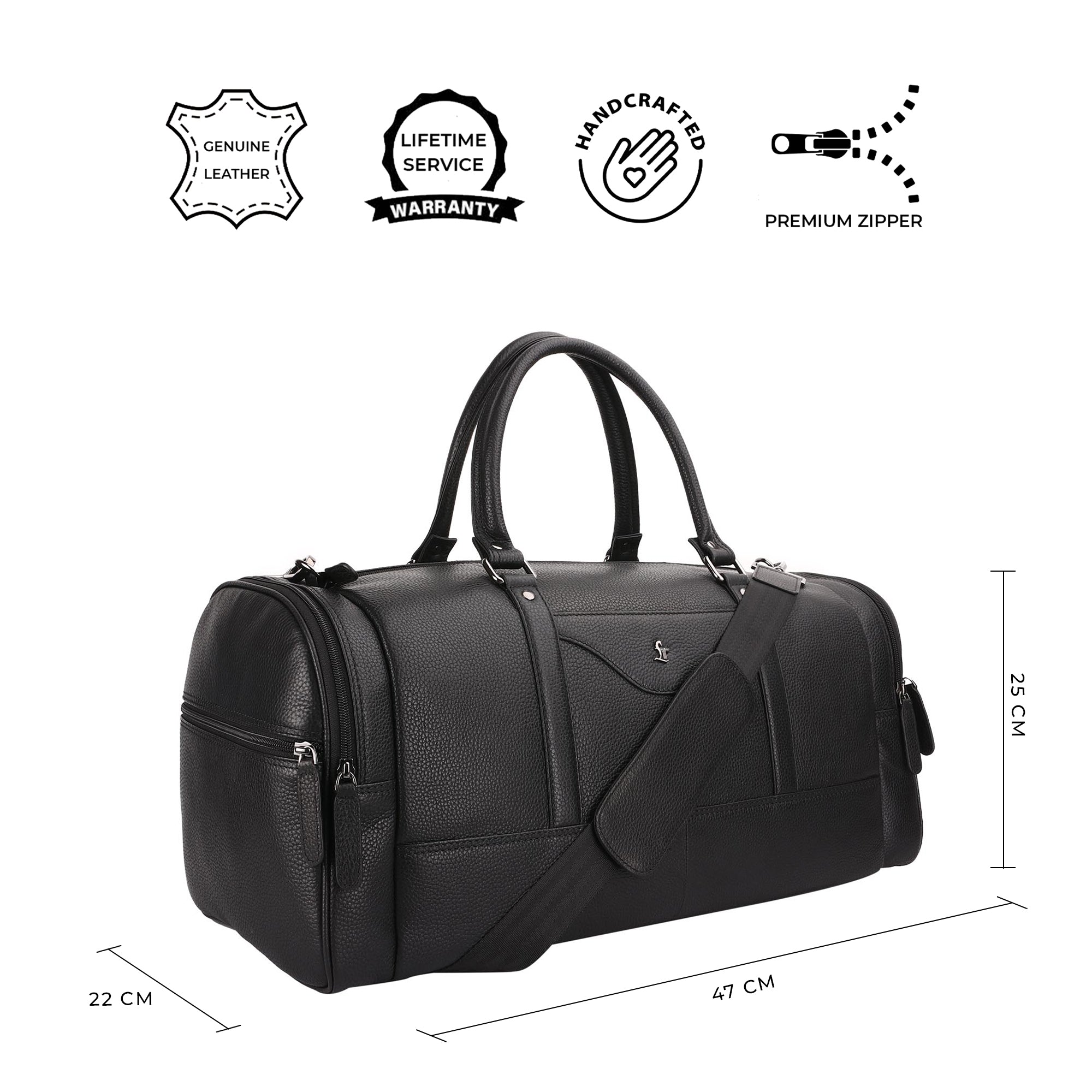 Bush Duffle Bag | Genuine Leather Travel Bag | Duffle Bag for Men | Color: Black & Brown Leather Talks