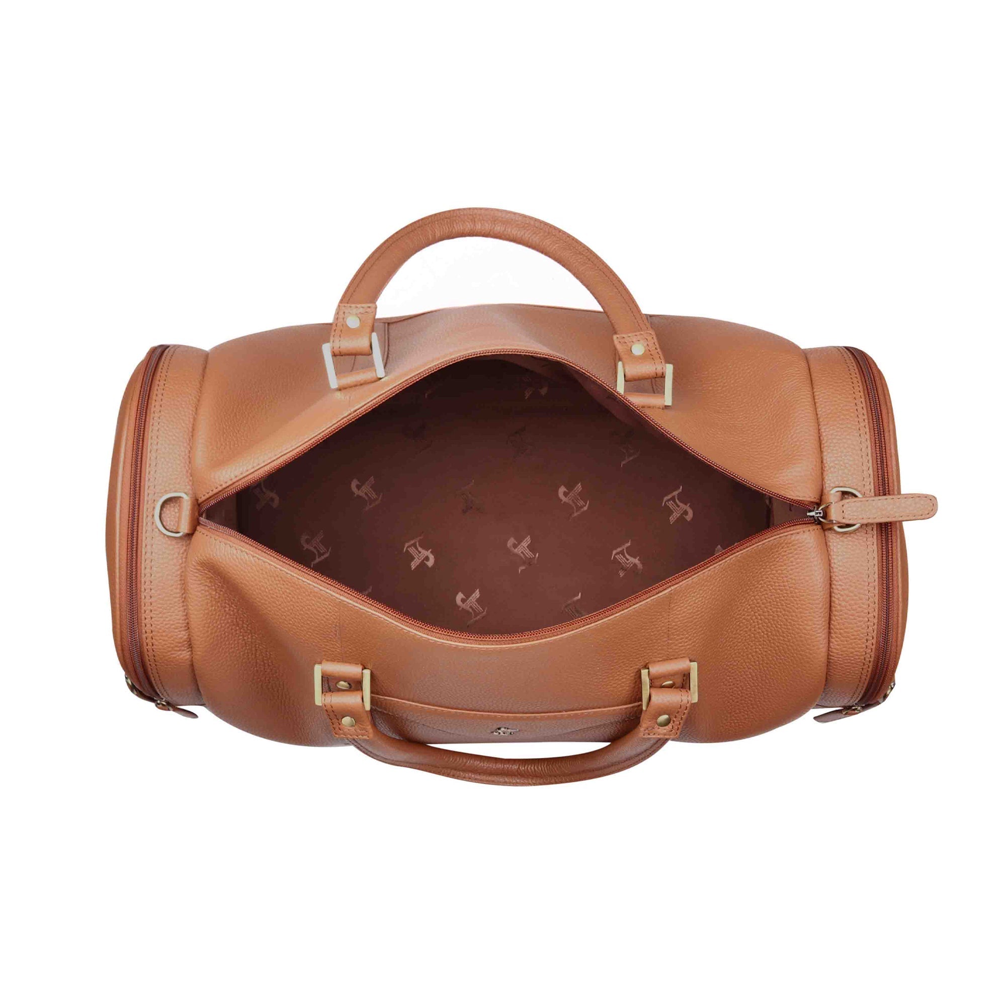 Bush Duffle Bag | Genuine Leather Travel Bag | Duffle Bag for Women | Color: Tan Leather Talks