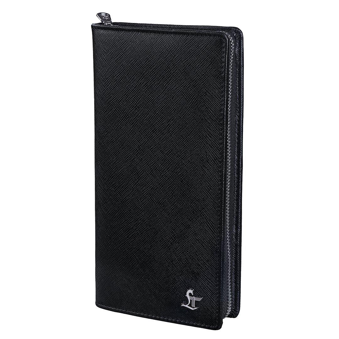 Full Zip Travel Wallet | 100% Genuine Leather | Color: Black