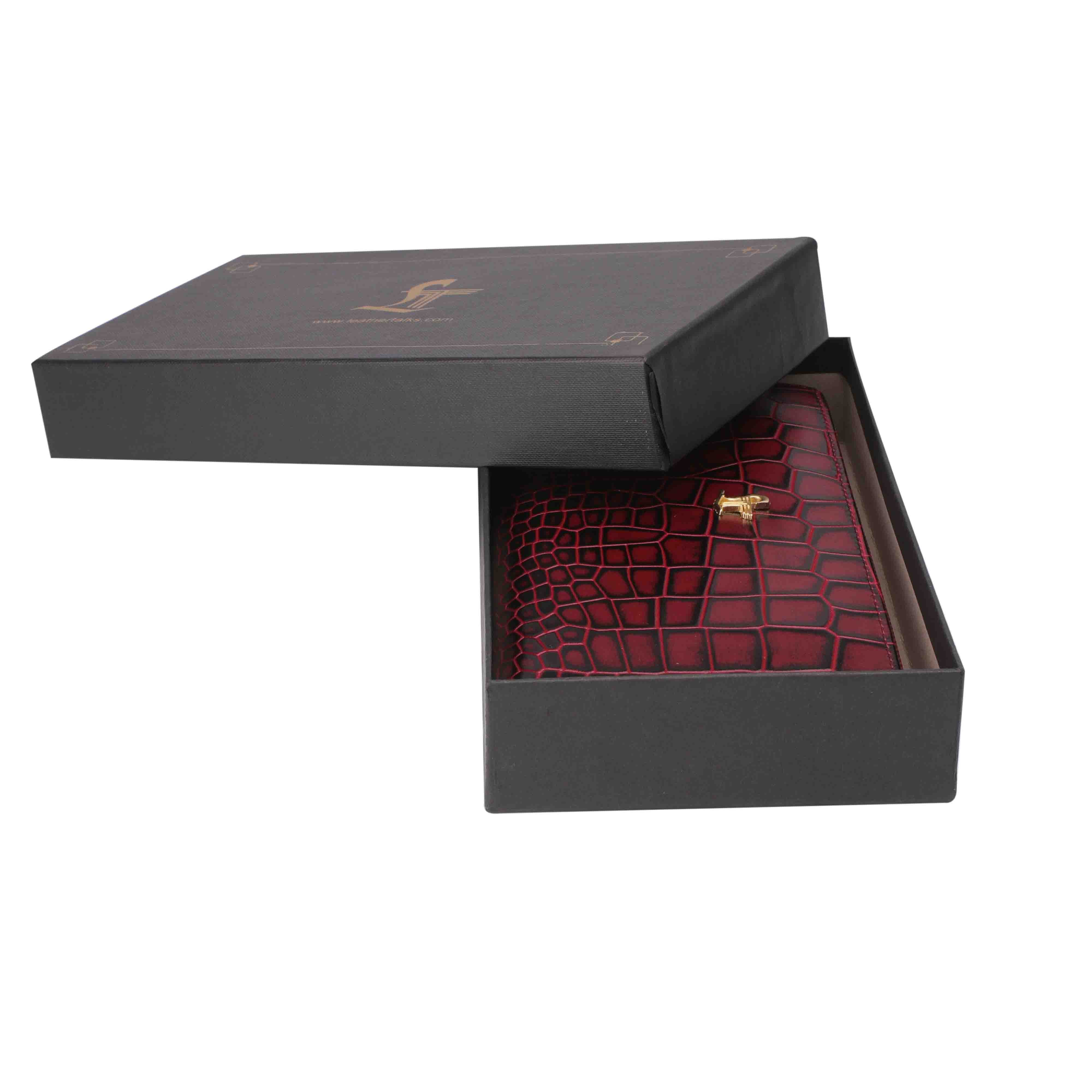 Palm II | Deep Cut Leather Wallet for Women | 100% Genuine Leather | Color: Cherry