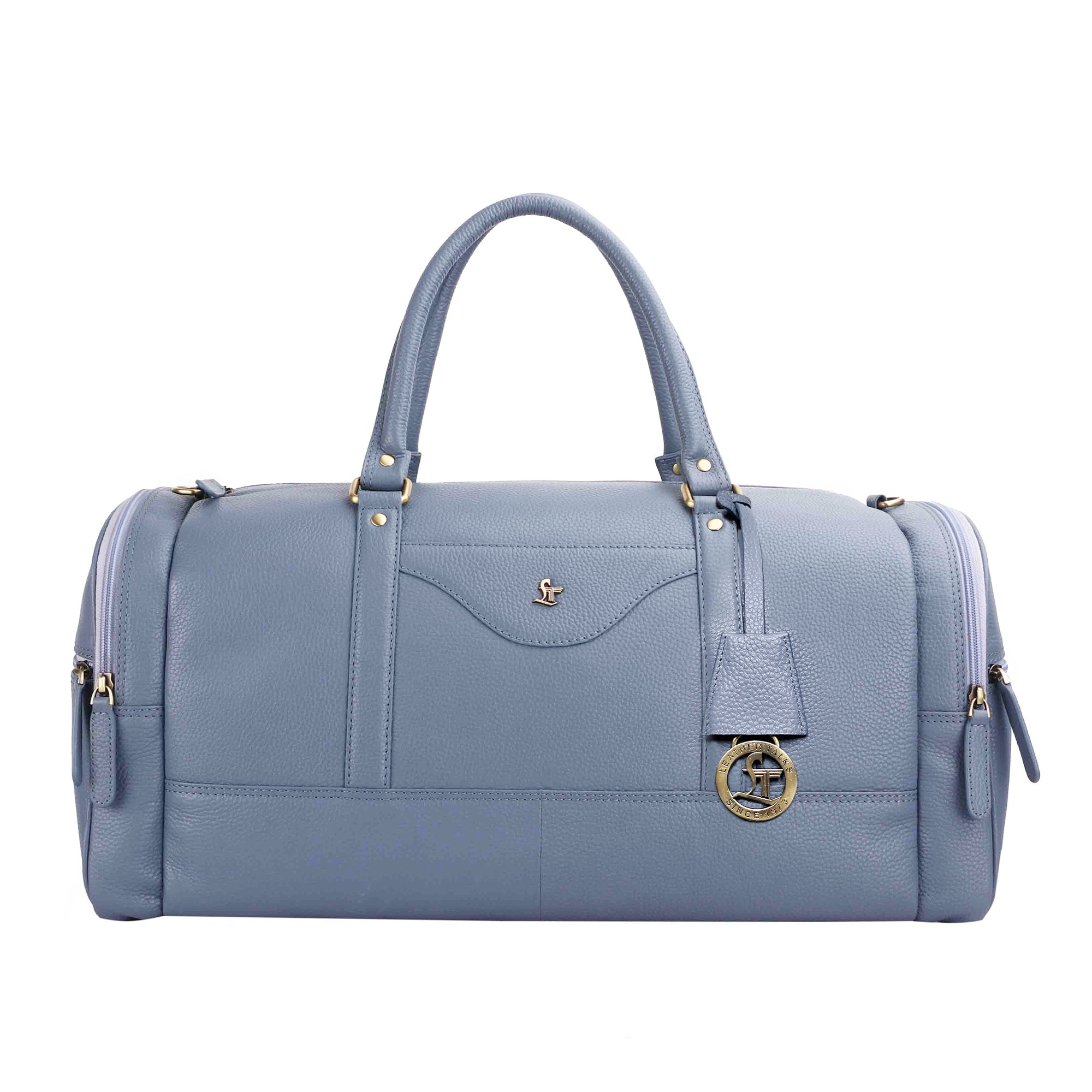 Bush Duffle Bag | Genuine Leather Travel Bag | Duffle Bag for Men | Color: Light Blue Leather Talks