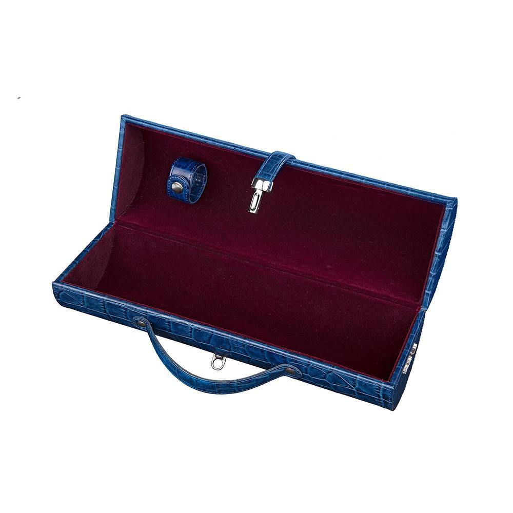 Leather Wine Case | Leather Cover For Wine Bottle upto 750 ml | Color: Blue