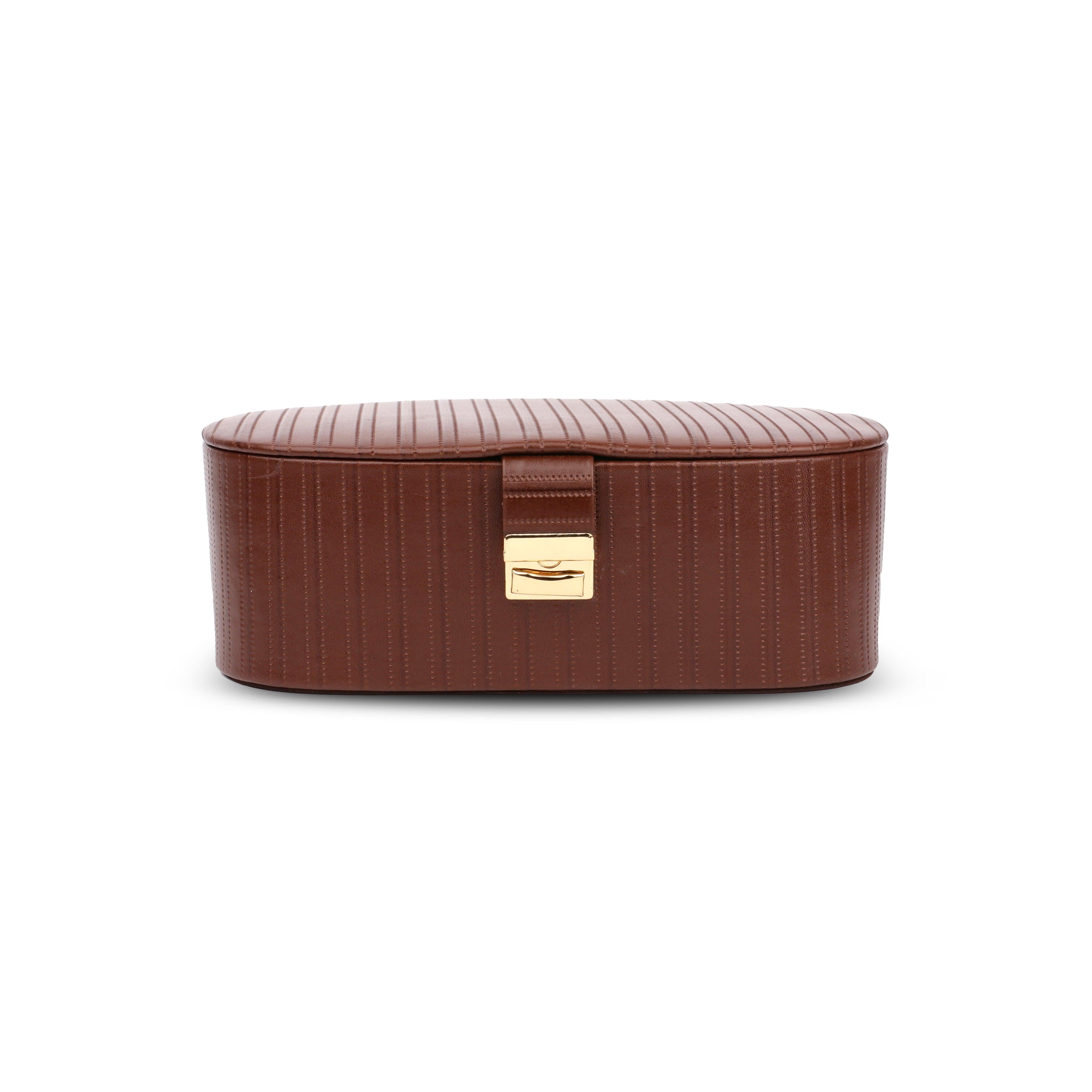 Jewellery Box III | Leather Jewellery storage Box | Color: Stich Cherry, Brown, Tan Leather Talks