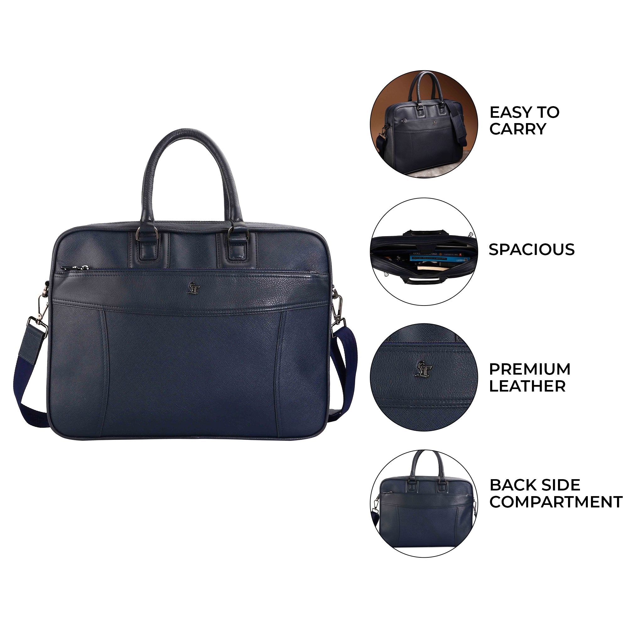 Smith | Leather Portfolio Bag | 100% Genuine Leather | Lifetime Service Warranty | Color: Blue