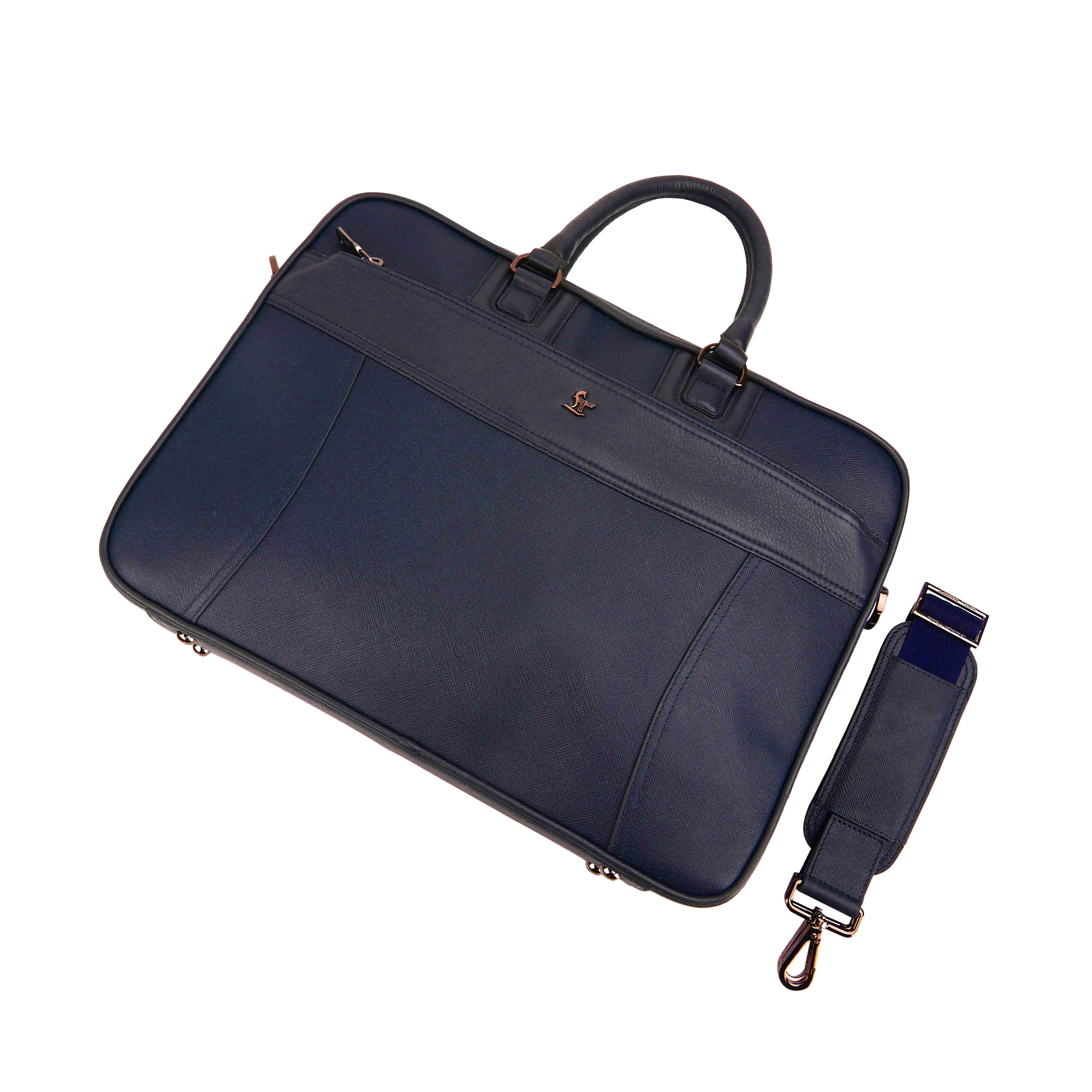 Smith | Leather Portfolio Bag | 100% Genuine Leather | Lifetime Service Warranty | Color: Blue
