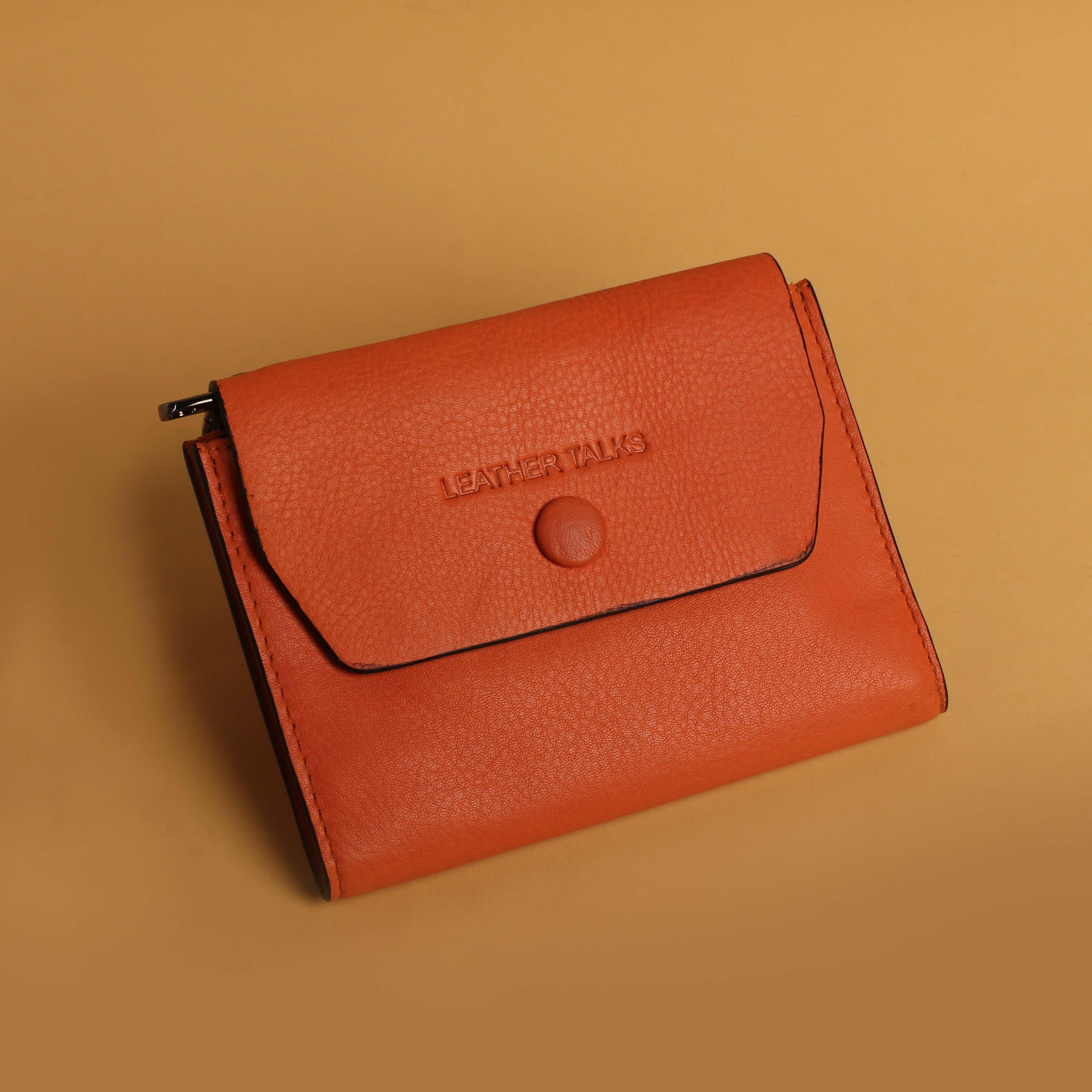 Summer II | Leather Wallet for Women | 100% Genuine Leather | Color: Orange