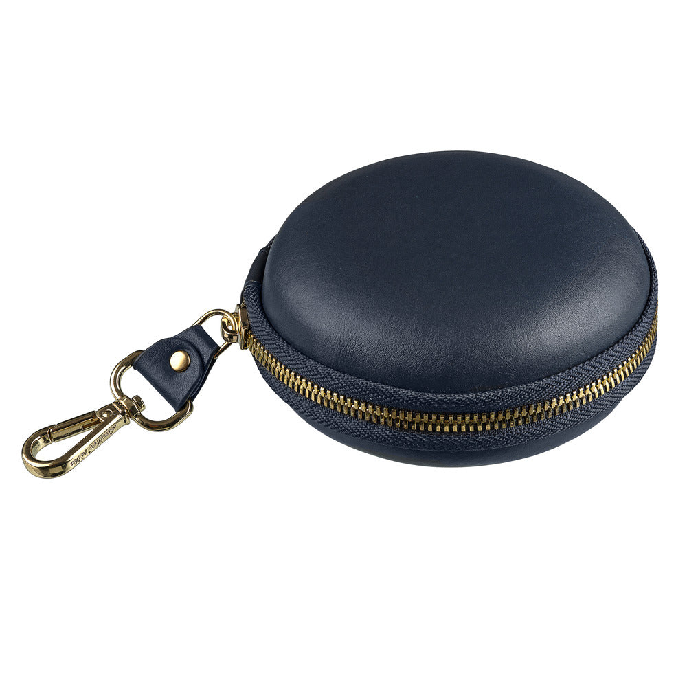 Tech Kit | Leather Pouch for Mobile Charger | Premium Nappa Leather | Color: Navy Blue