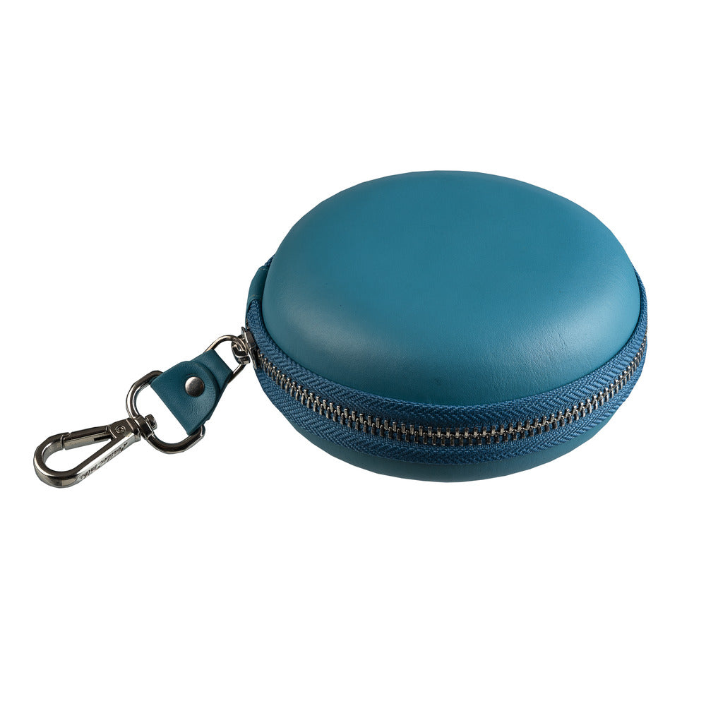 Tech Kit | Leather Pouch for Mobile Charger | Premium Nappa Leather | Color: Sky Blue