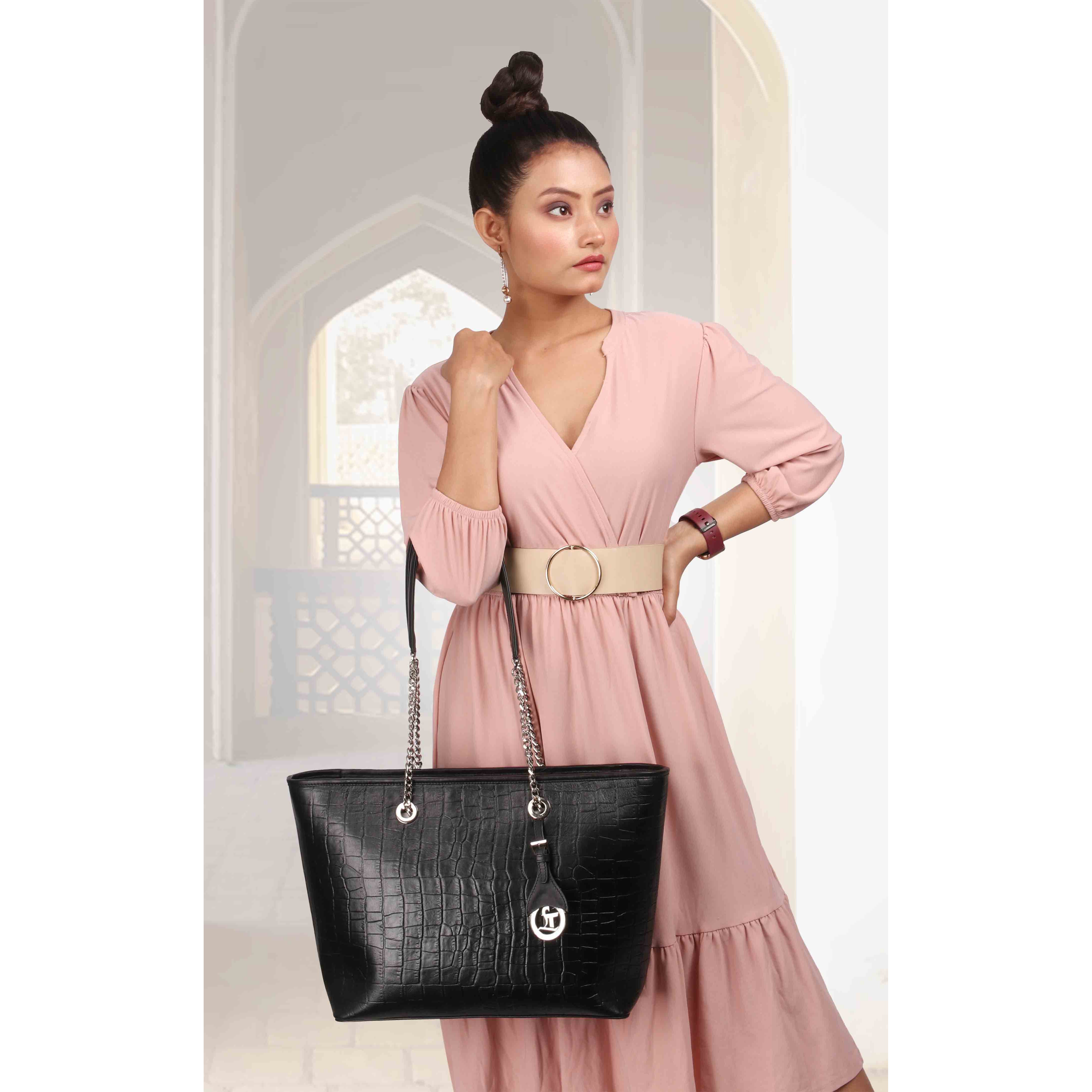 Claire II Tote Bag For Women | 100% Genuine Leather | Color: Black