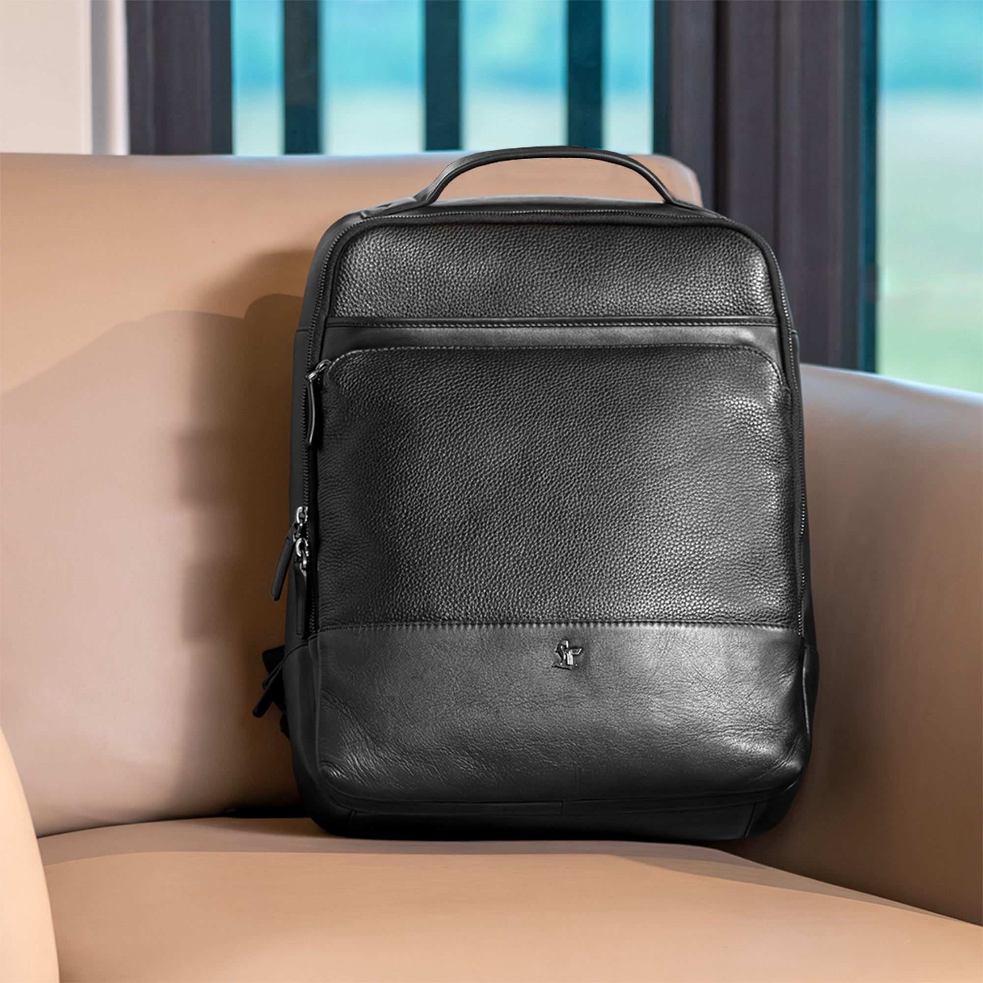 Pure leather backpack