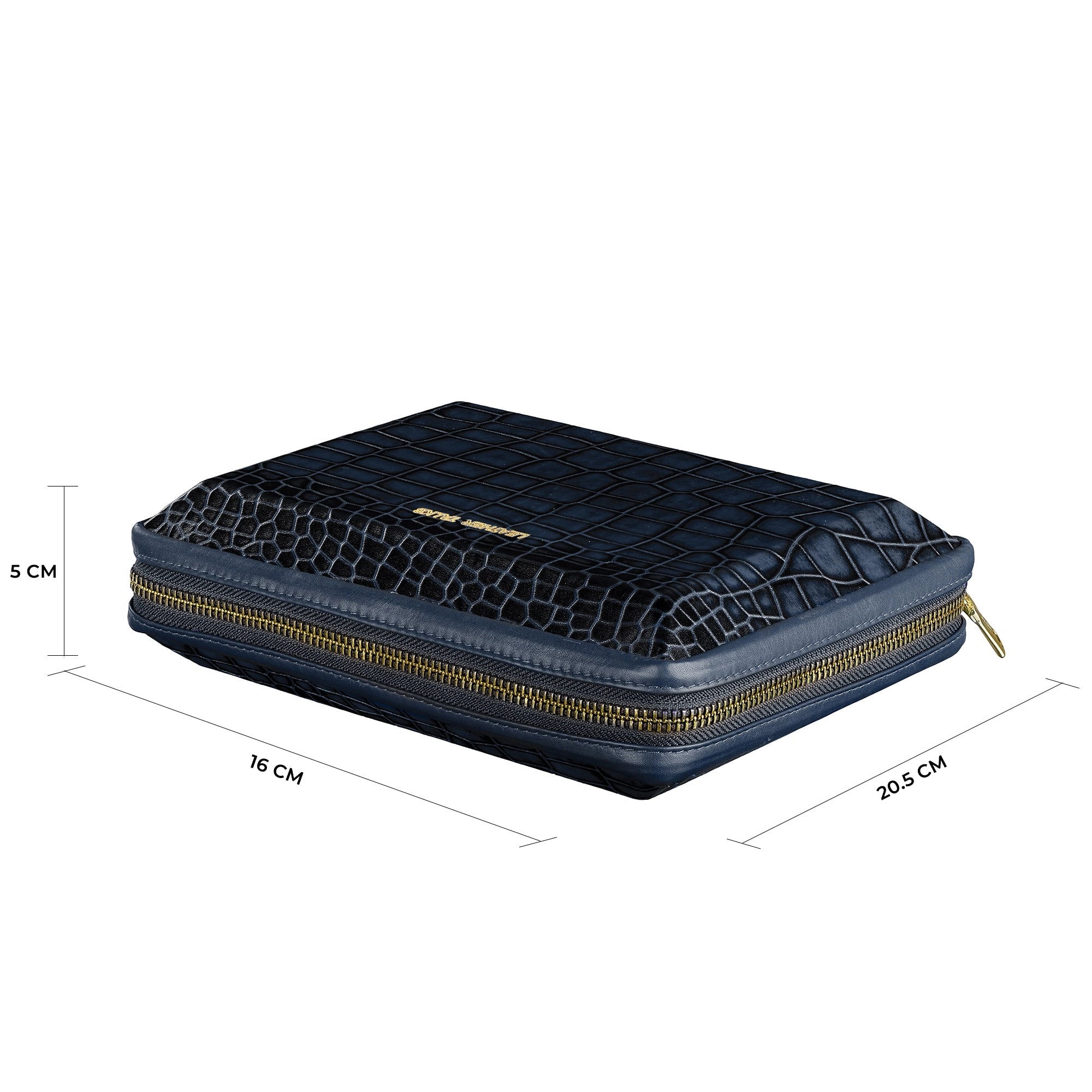 Harbinger Tech Kit - Genuine Leather Tech Organizer Case | Travel Cable Storage Bag | Luxury Electronic Accessories Pouch for Chargers, Wires & Gadgets | Color: Blue Leather Talks