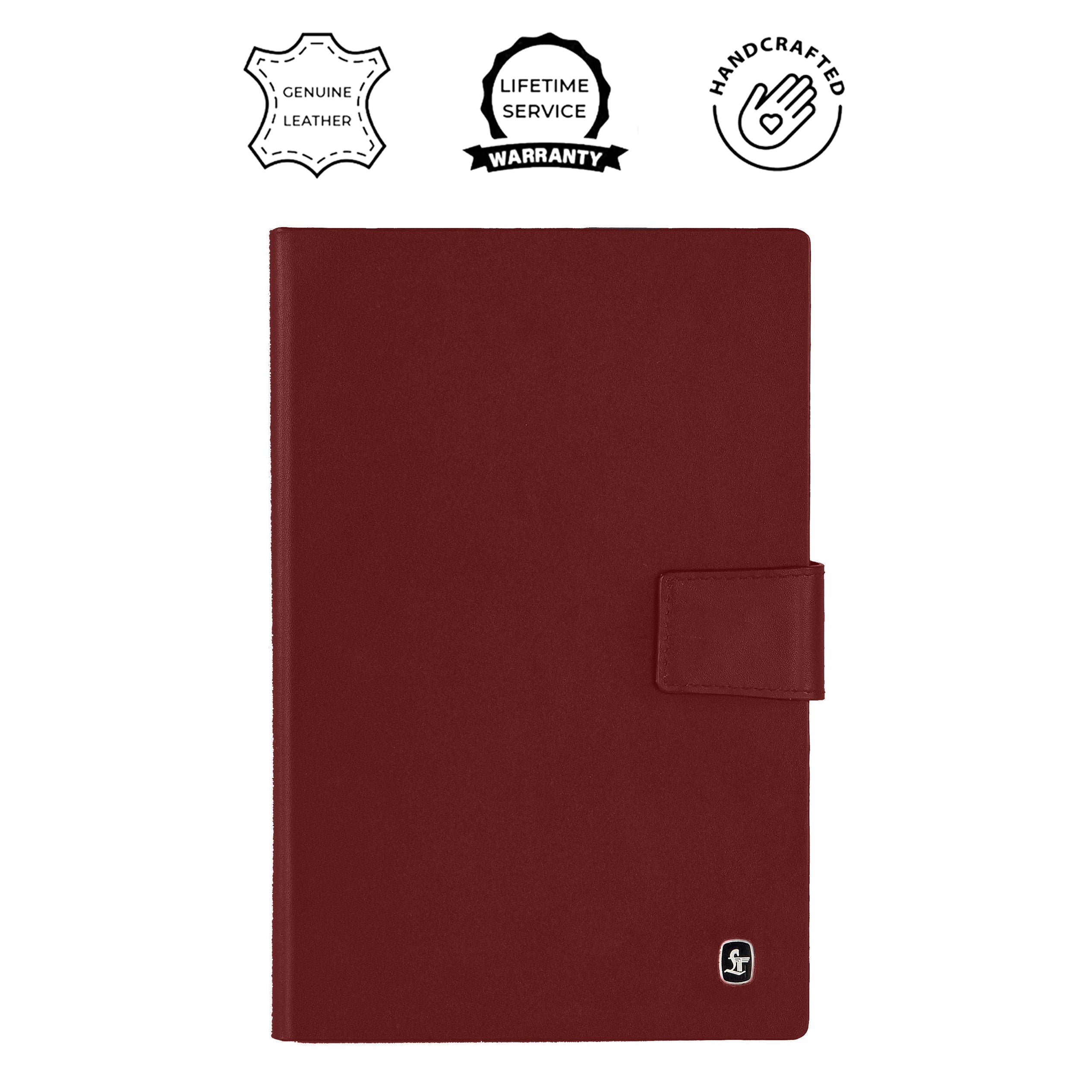 LT Smart Leather Notebook with Power Bank (5000 mAh) | Diary with Power Bank | Color: Nappa Cherry LeatherTalks