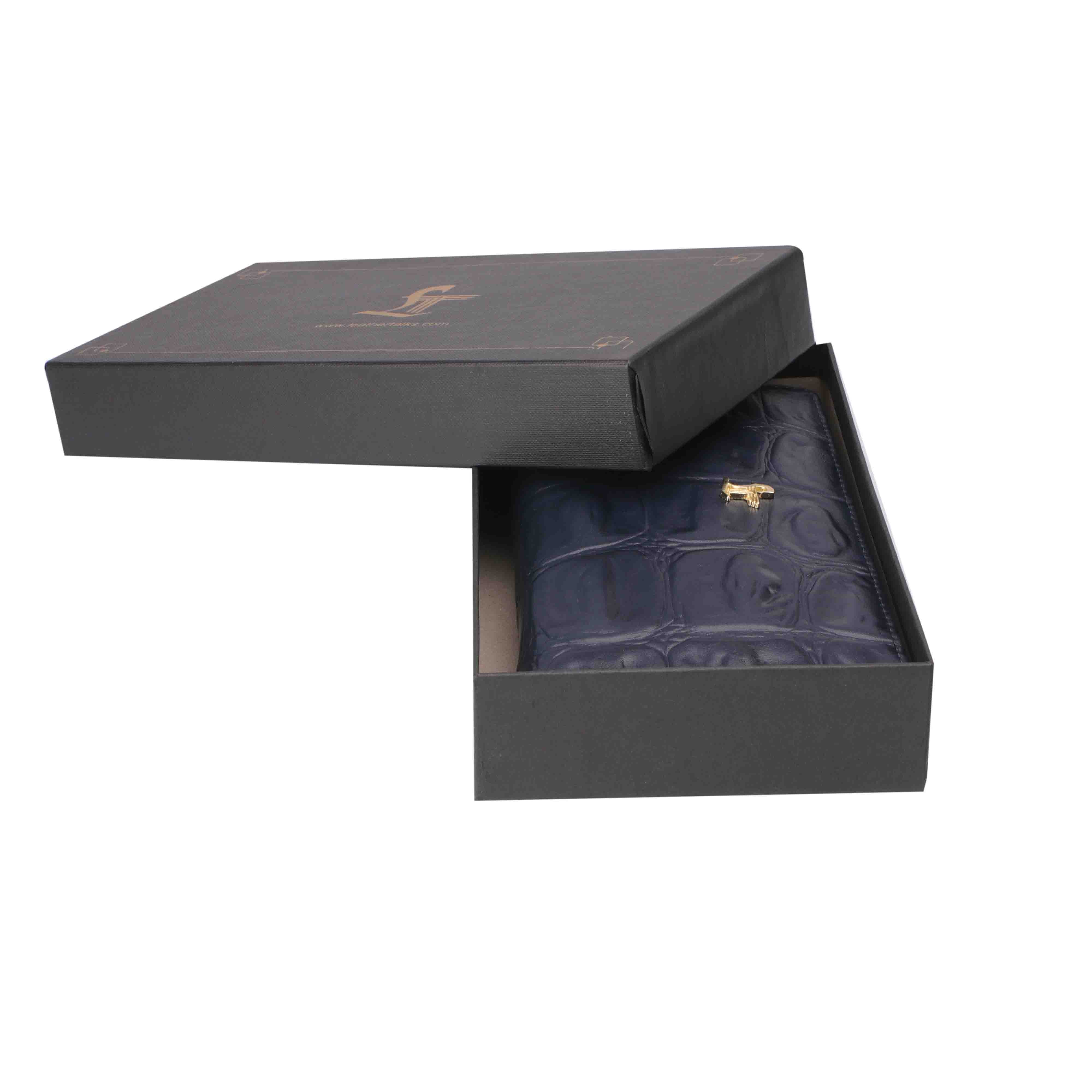 Palm II | Croco Tail Leather Wallet for Women | 100% Genuine Leather | Color: Blue