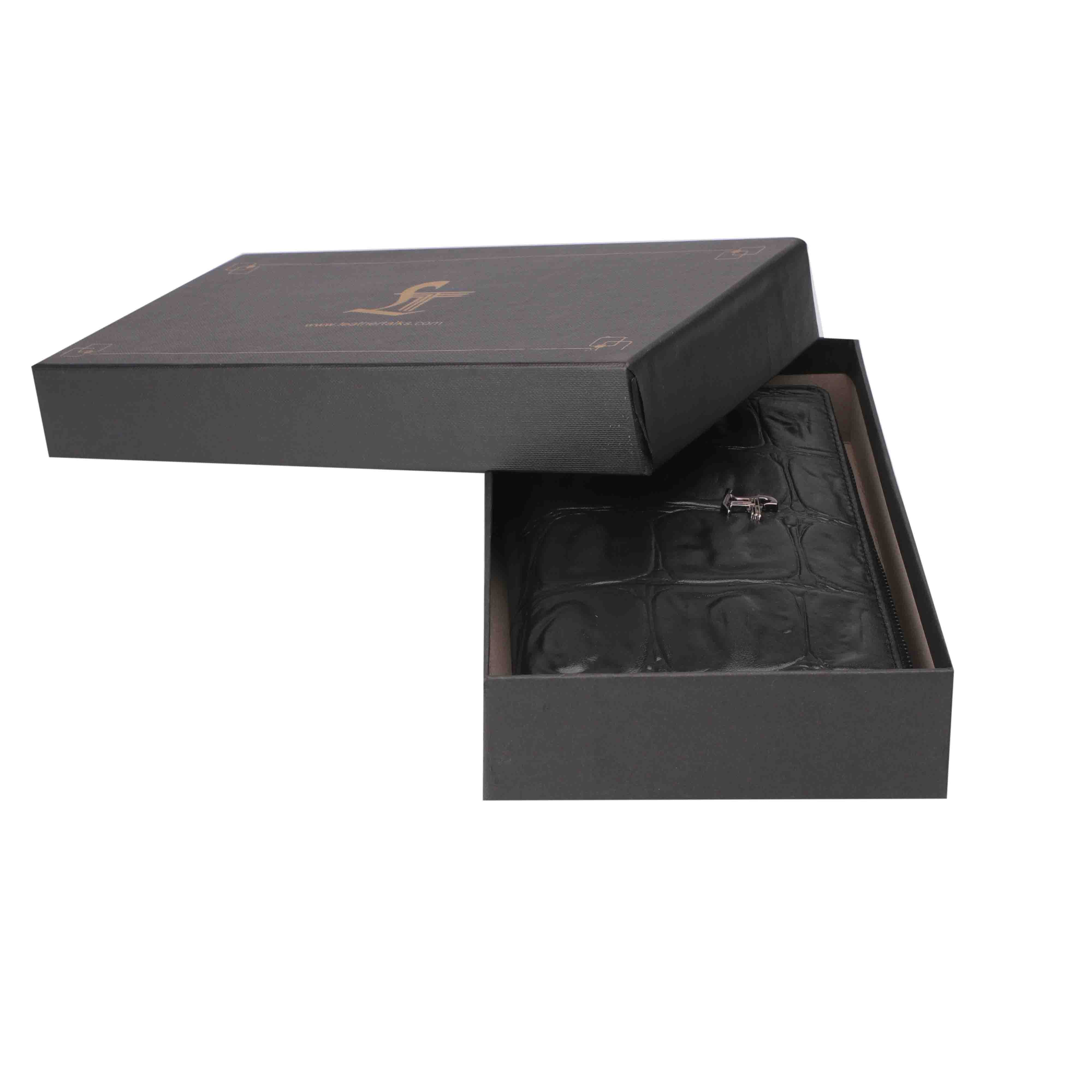 Palm II | Croco Tail Leather Wallet for Women | 100% Genuine Leather | Color: Black