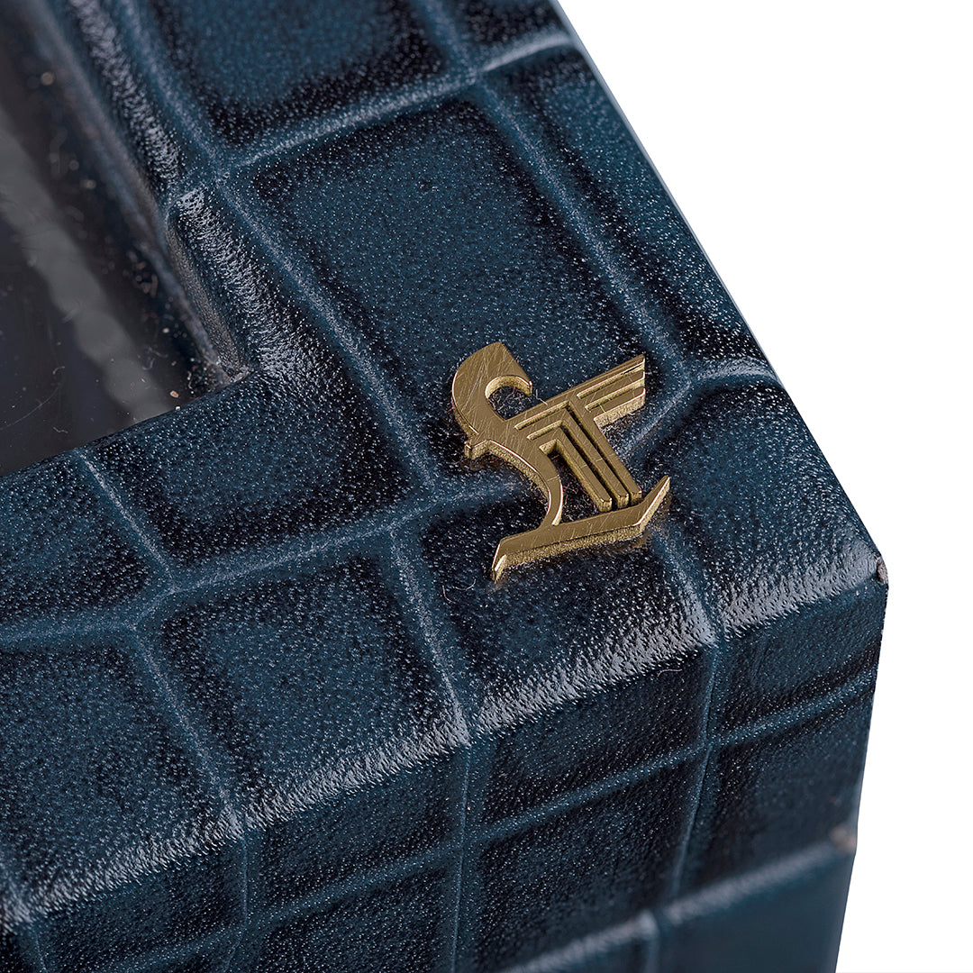 Galio Leather Watch Box For Men | 100% Genuine Leather | Can Hold 6 Watches | Acrylic Top | Color: Blue