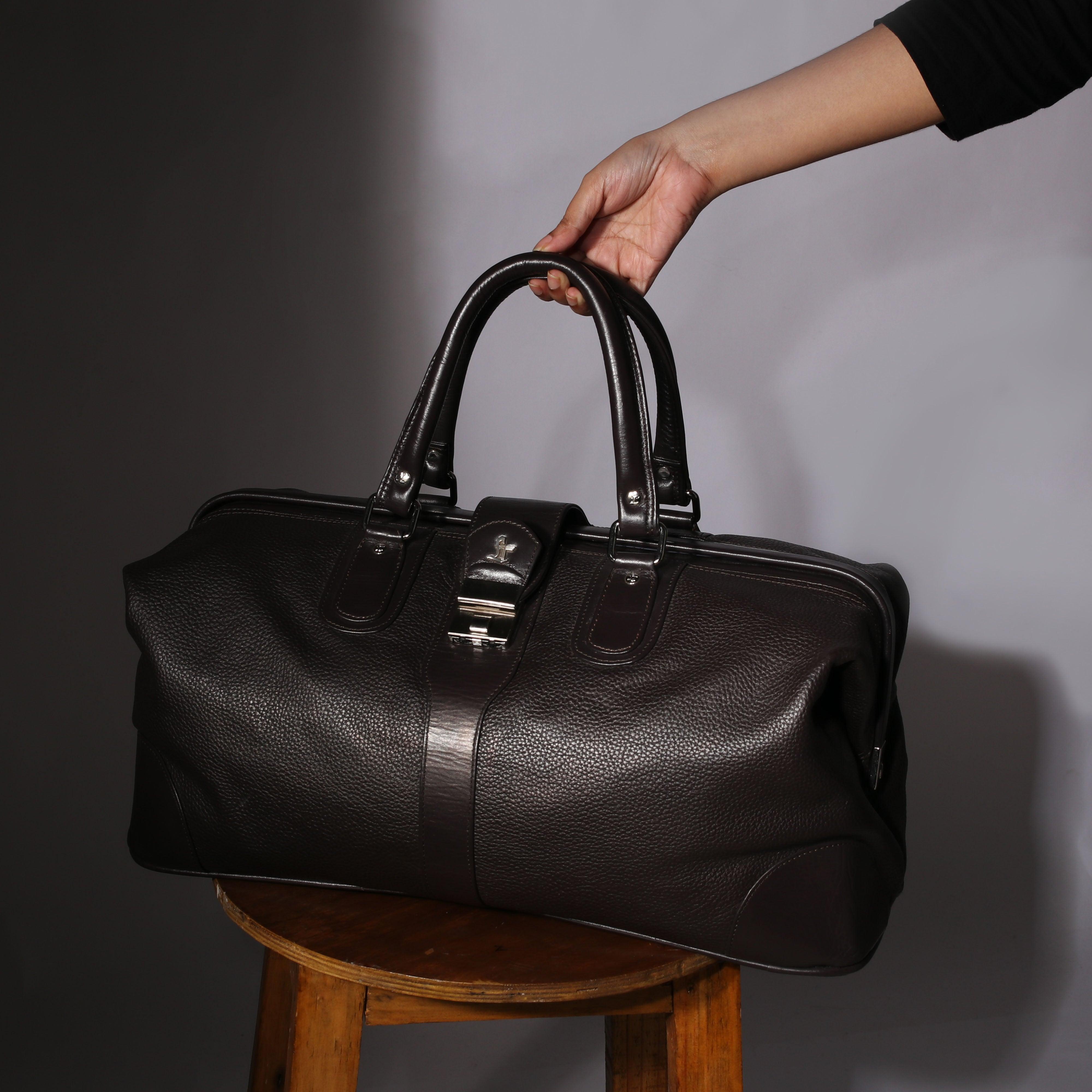Luxury 97 | Leather Duffle Bag For Men | For Travel | Colour: Black, Brown & Blue Leather Talks