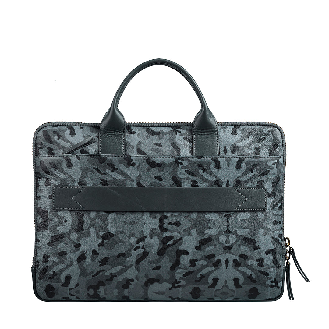 Laptop Sleeve V | Leather Laptop Bag for Men | Genuine Leather | Color: Grey Leather Talks