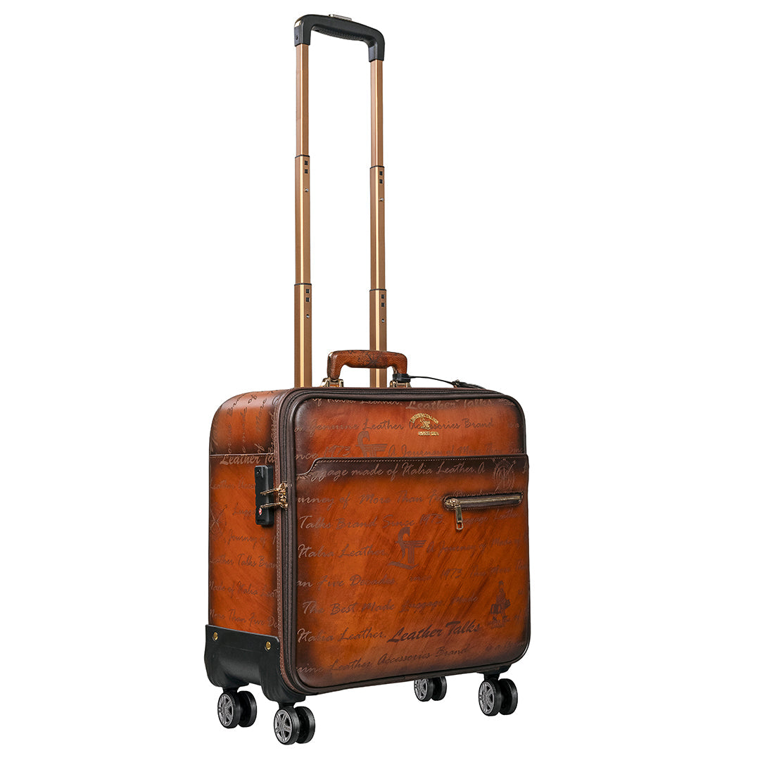 16inch Condorium Premium Genuine Leather Travel Trolley Bag