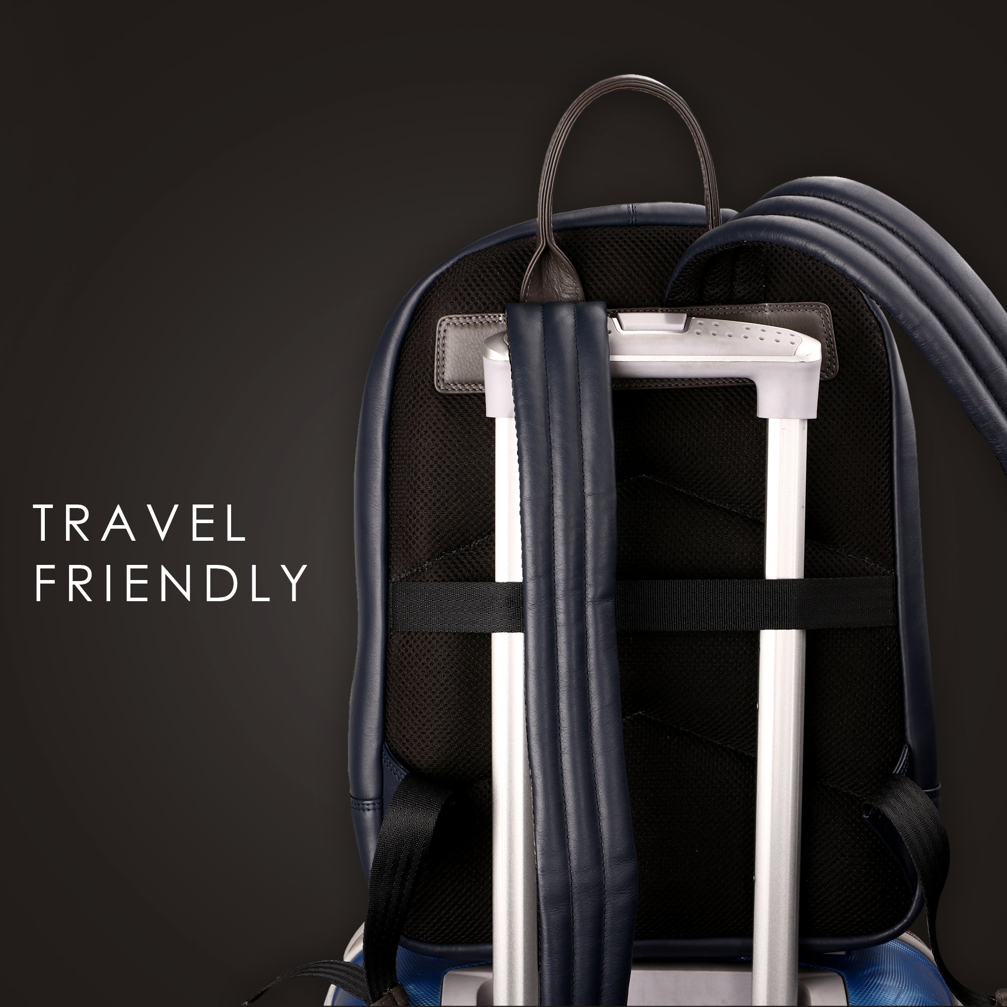 MountJoy Leather Backpack | 100 % Genuine Leather Backpack For Women | Colour - Navy Blue Leather Talks