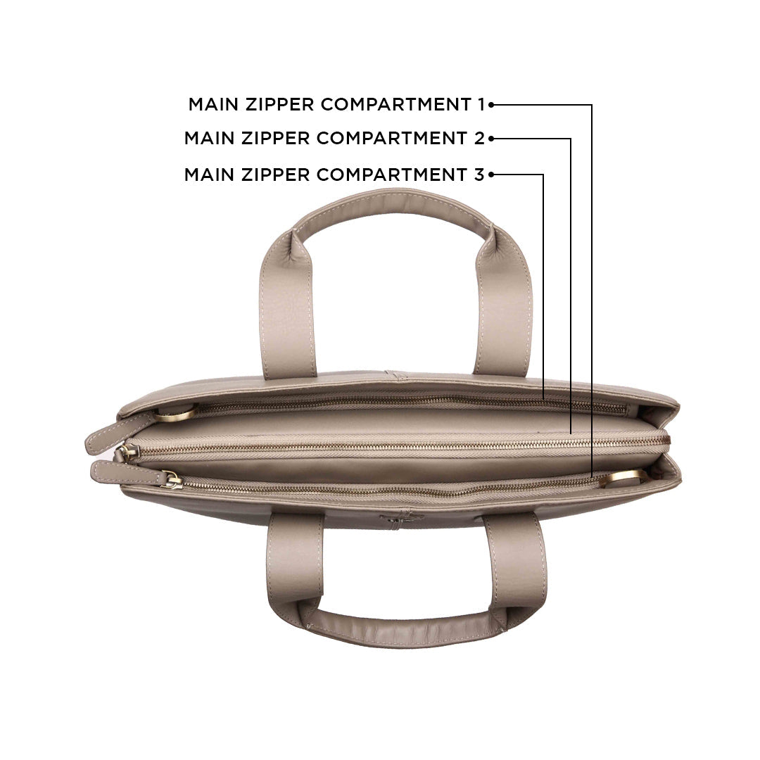 Georgia Collection | Leather Portfolio Bag | For Office Use | Colour - Beige