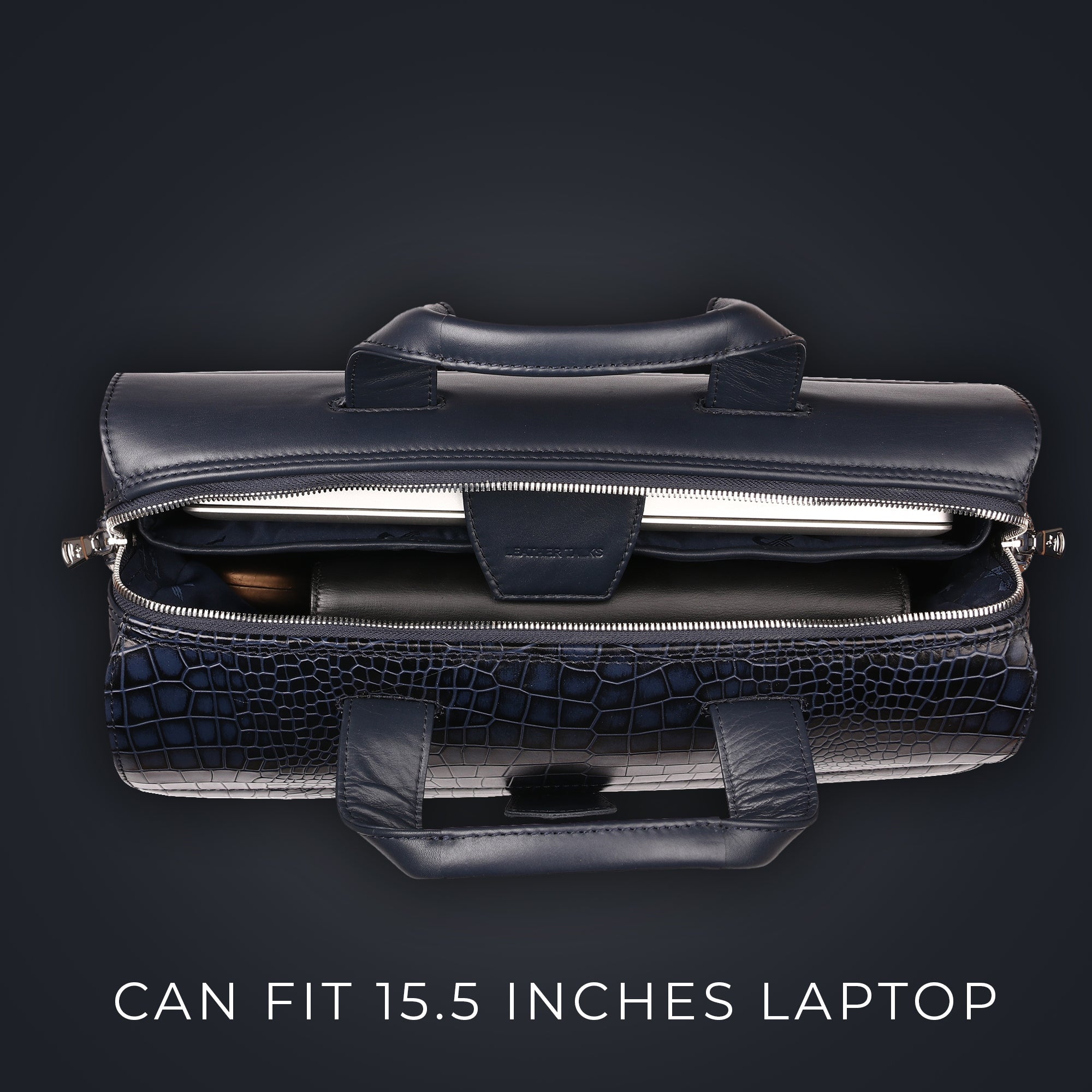 Ruvido II Luxury Leather Laptop Bag for Men | 15" Laptop Office Bag | Premium Leather Laptop Bag for Professionals | Color: Black, Olive Green, Brown & Blue Leather Talks