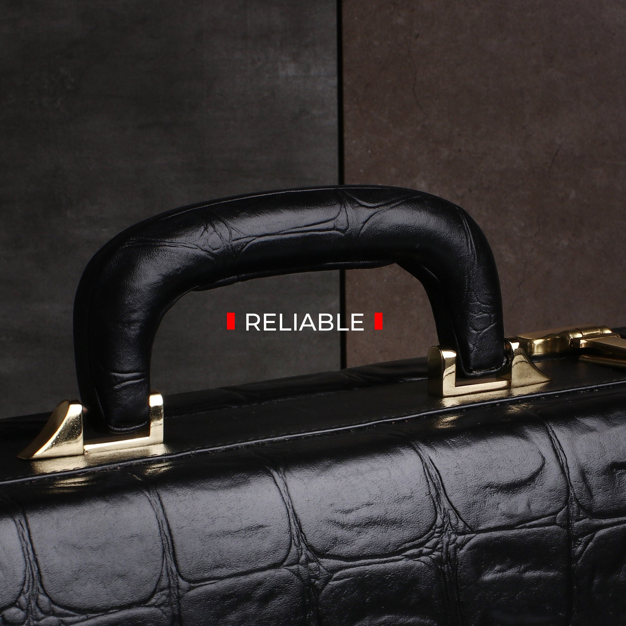 Great Dane | Ruvido Double Lock Leather Attaché /Briefcase | Colour: Black.