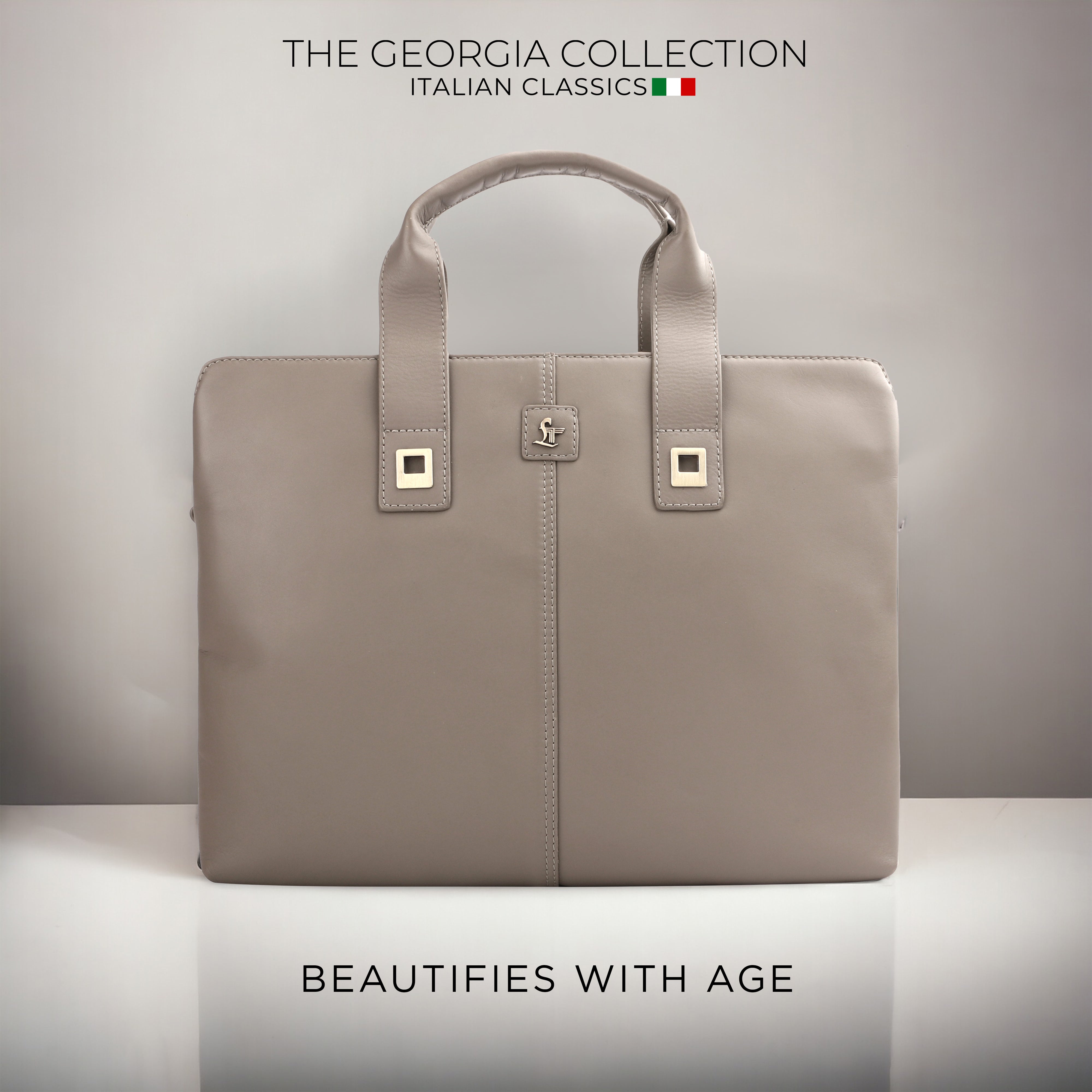 Georgia Collection | Leather Portfolio Bag | For Office Use | Colour - Beige