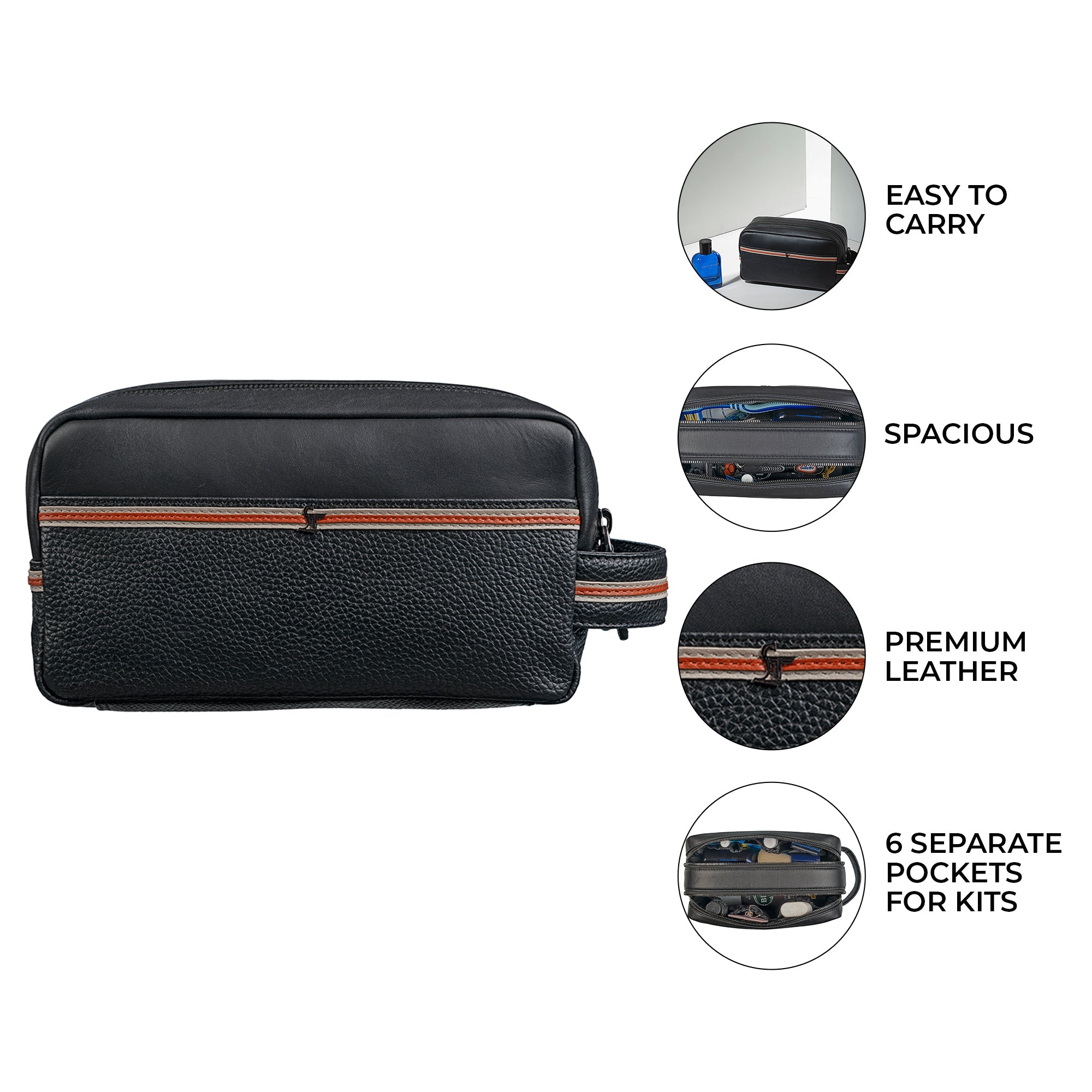 Leather toiletry bag