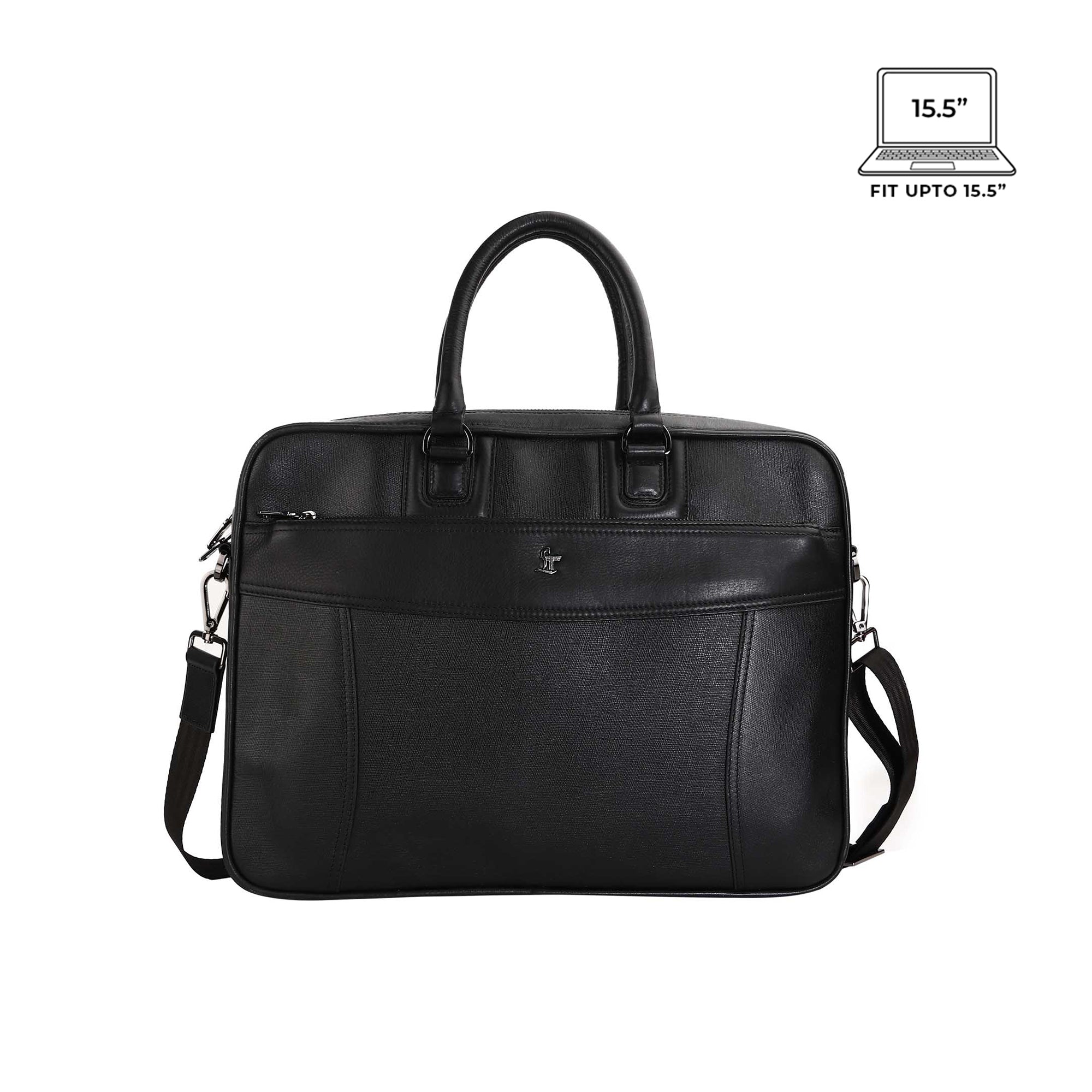 Smith | Leather Portfolio Bag | 100% Genuine Leather | Lifetime Service Warranty | Color: Black